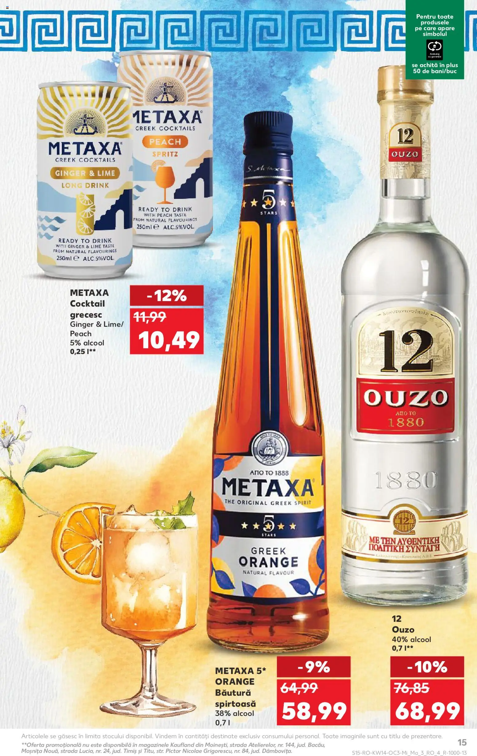 Kaufland RO akciós ujság - amely érvényes a következő dátumtól: 01.04.2026 | Oldal: 15 | Termékek: Lime, Metaxa