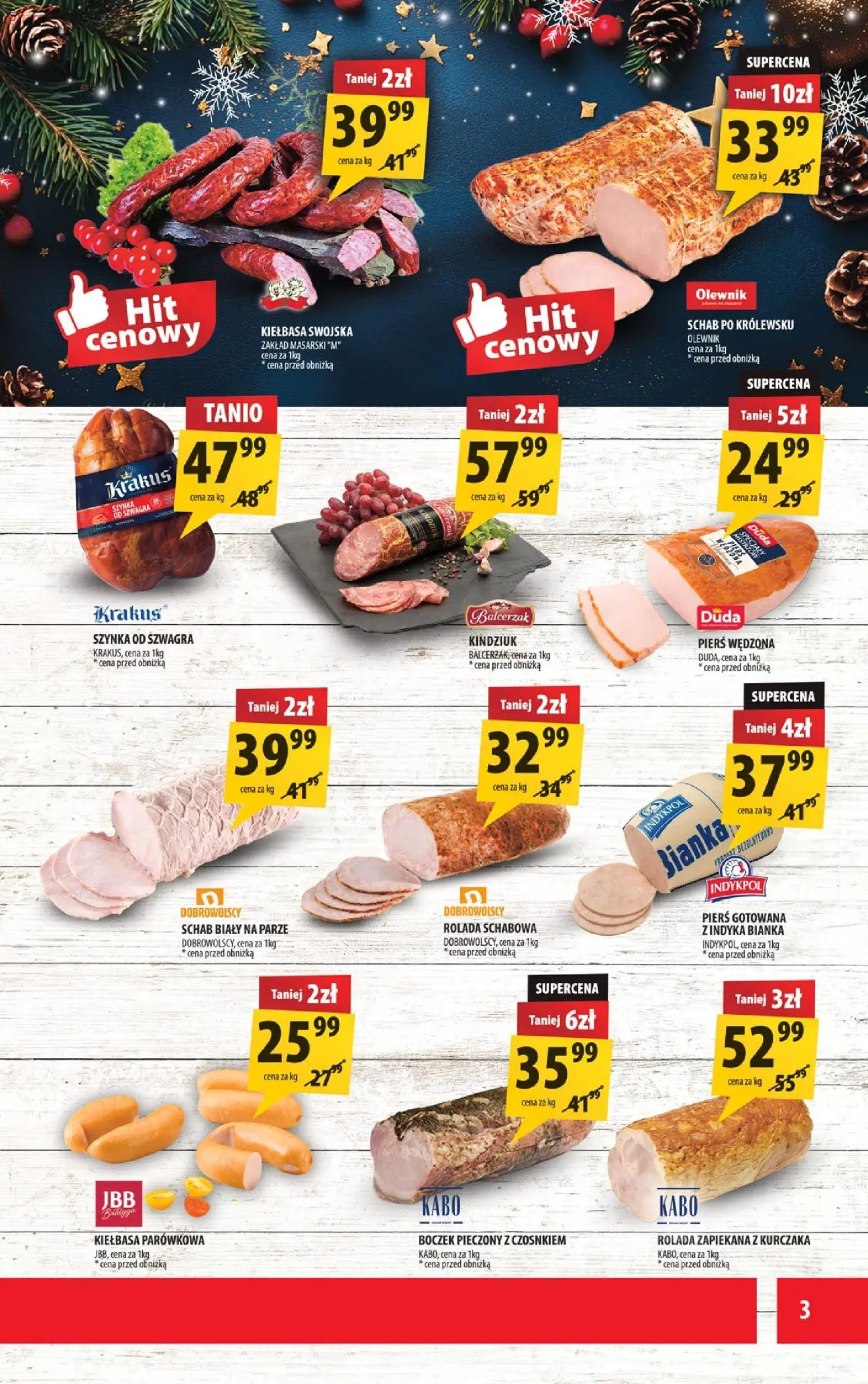 Arhelan Gazetka od 05.12.2025 | Strona: 3 | Produkty: Schab, Rolada, Szynka, Boczek