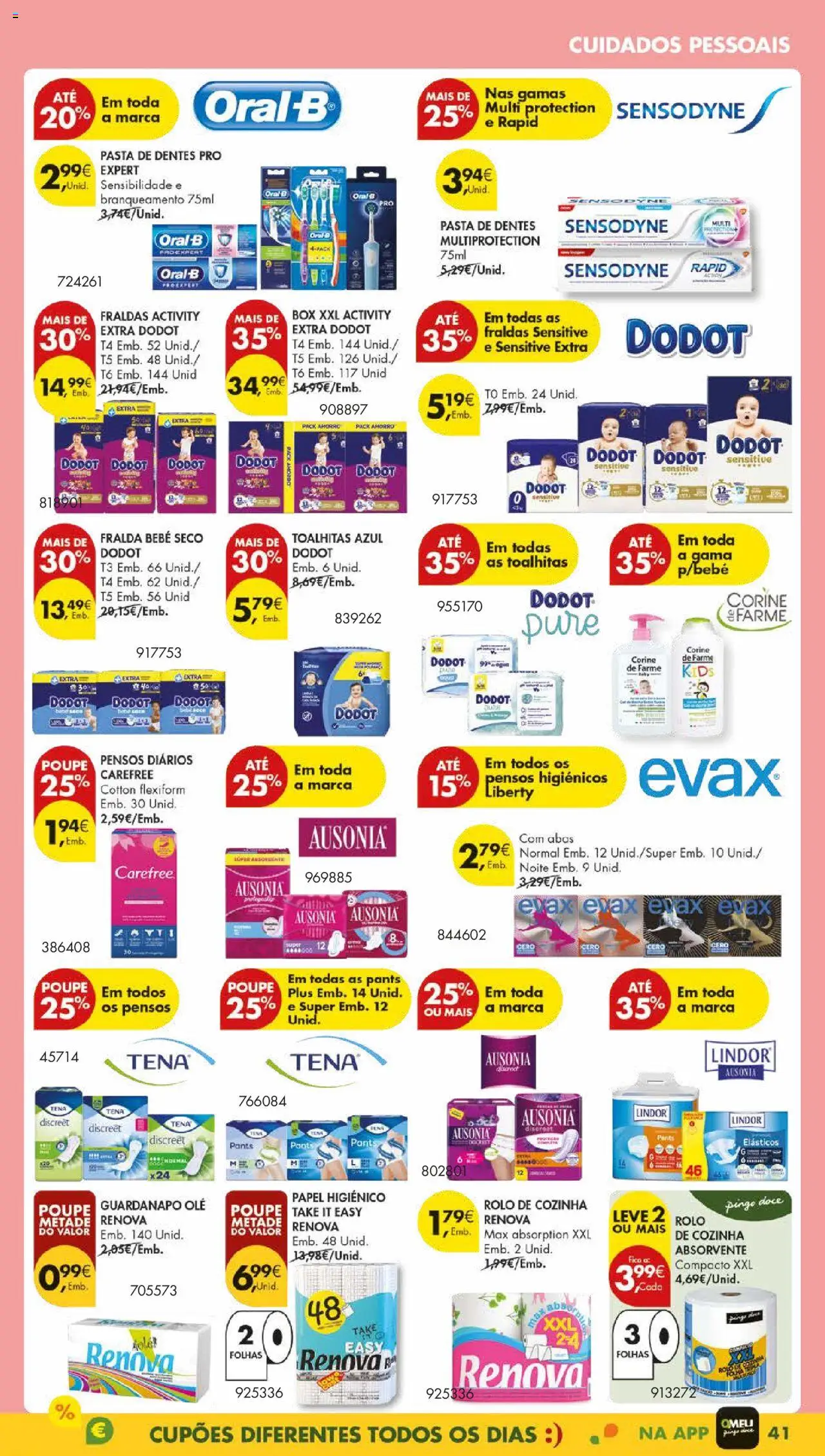 Pingo Doce folheto │ válido de 01.07.2025 | Página: 45 | Produtos: Papel higiénico, Pensos higiénicos, Fraldas, Pasta de dentes