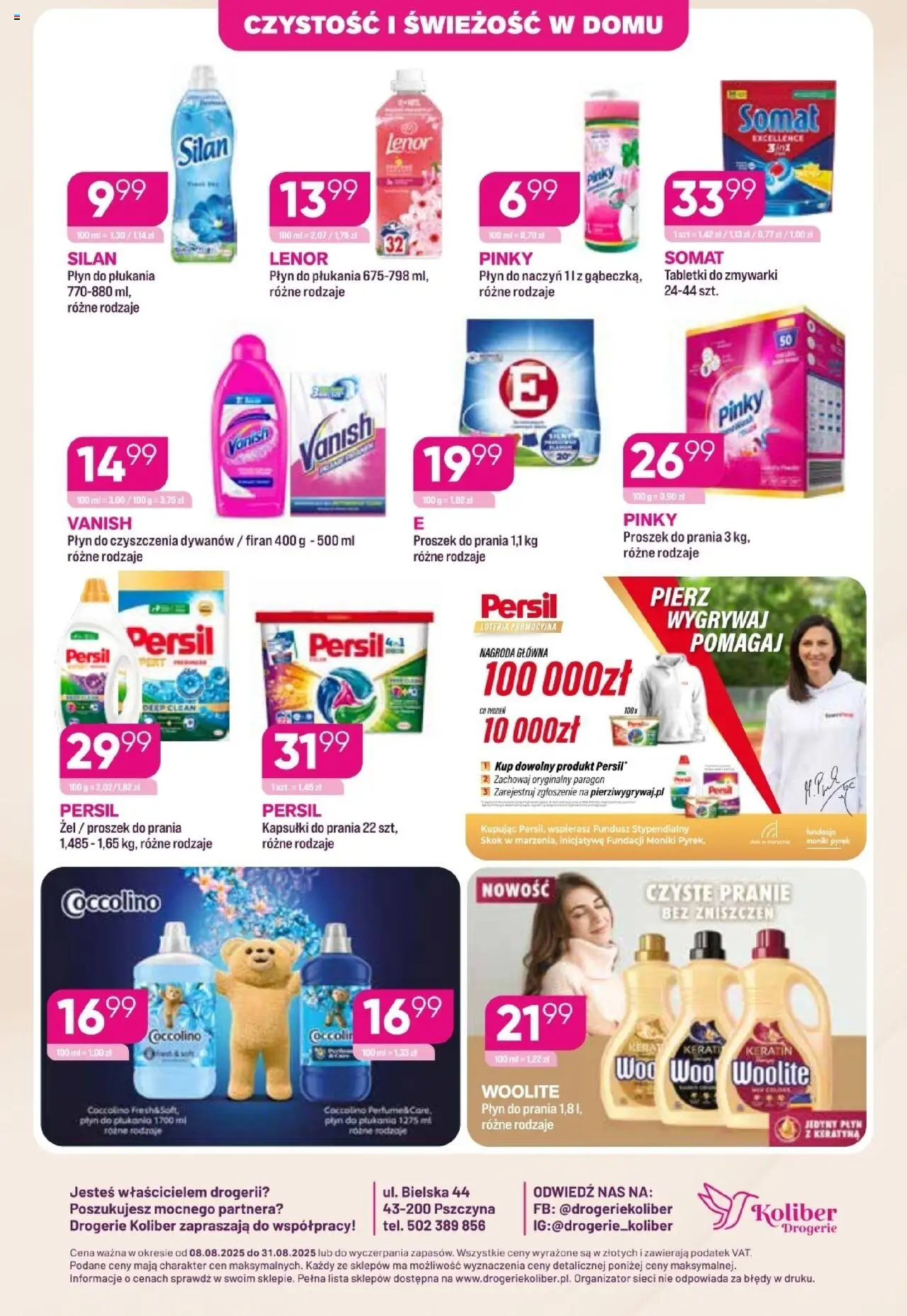 Koliber Gazetka od 08.08.2025 | Strona: 8 | Produkty: Vanish, Coccolino, Kapsułki do prania, Tabletki do zmywarki