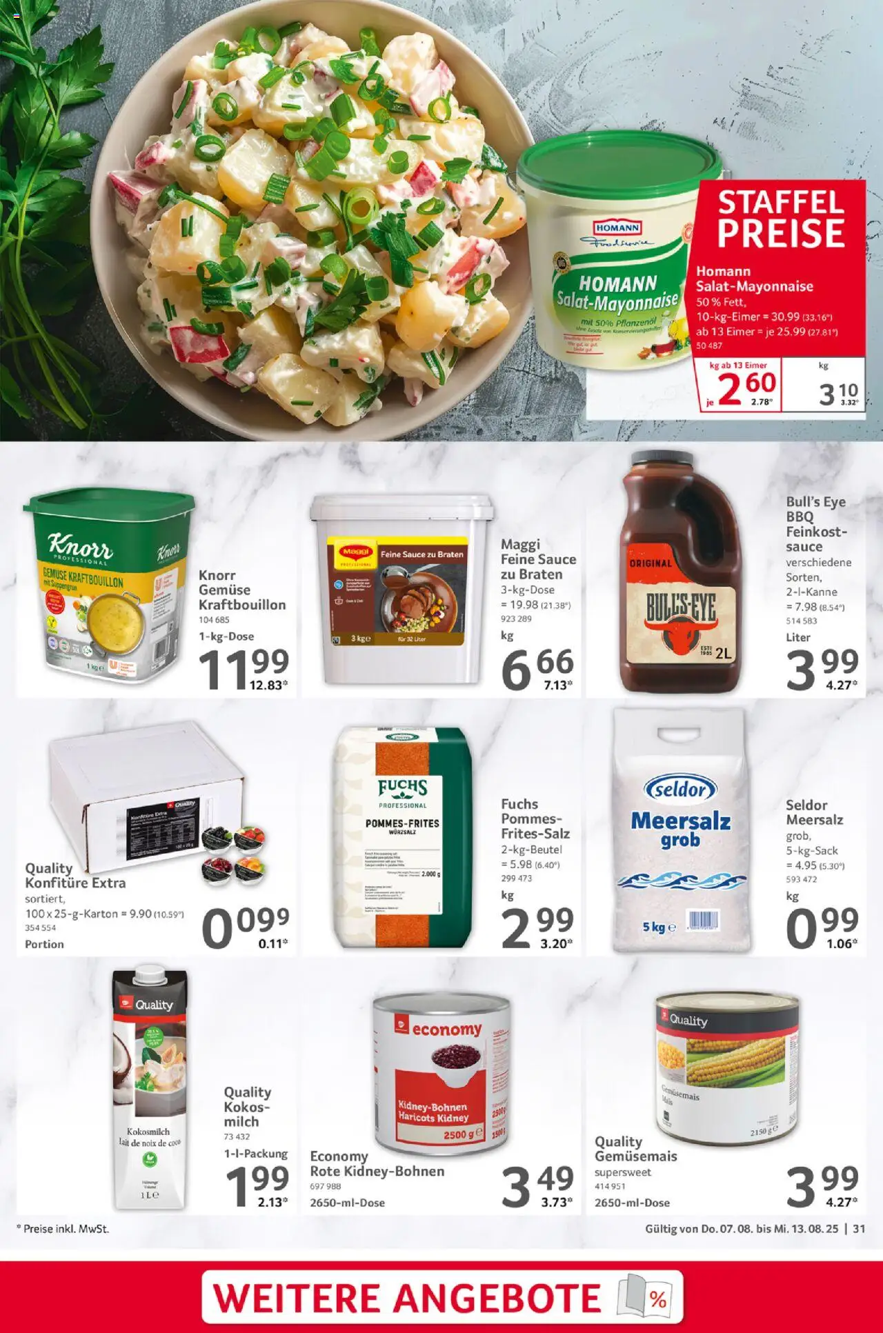 Selgros Prospekt 	 - gültig ab dem 07.08.2025 | Seite: 31 | Produkte: Maggi, Pommes, Knorr, Gemüse