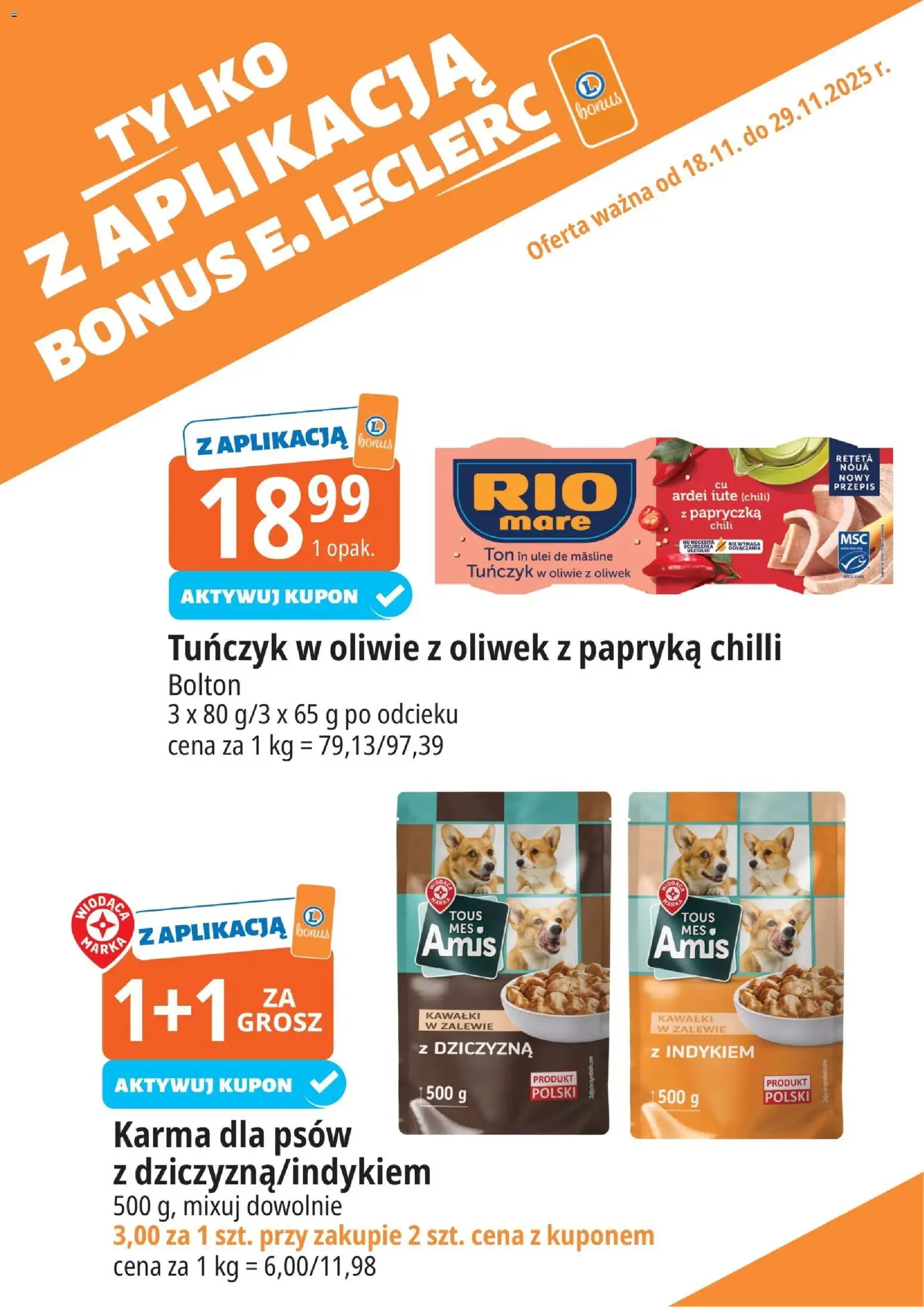 E.Leclerc Gazetka - Kłodzko kupony dodatkowe od 18.11.2025 | Strona: 16 | Produkty: Chili, Tuńczyk w oliwie z oliwek, Papryka, Tuńczyk