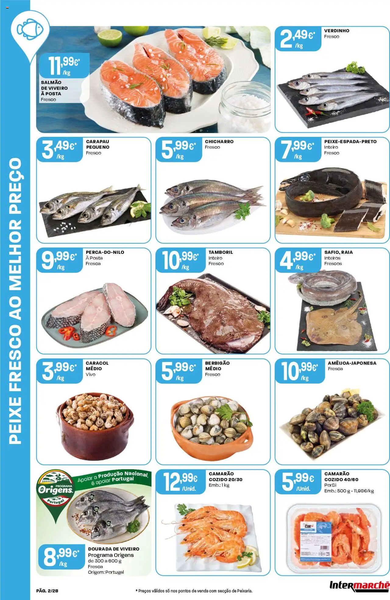 Intermarché folheto │ válido de 03.07.2025 | Página: 2 | Produtos: Dourada, Camarão, Tamboril, Peixe