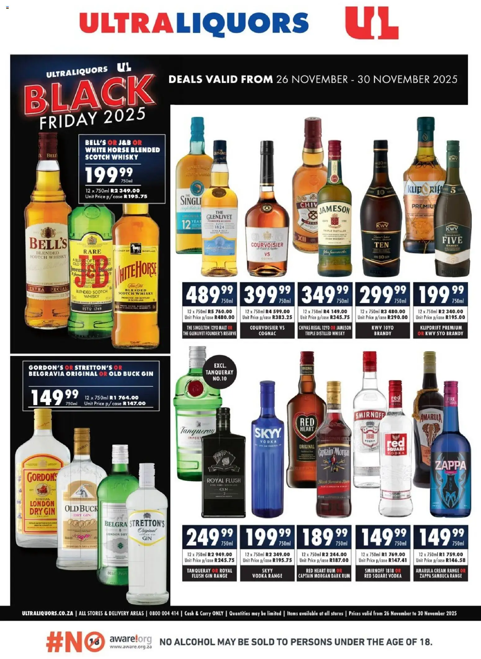 New Ultra Liquors catalogue – valid from 26.11.2025 | Page: 1 | Products: Case, Brandy, Gin, Vodka