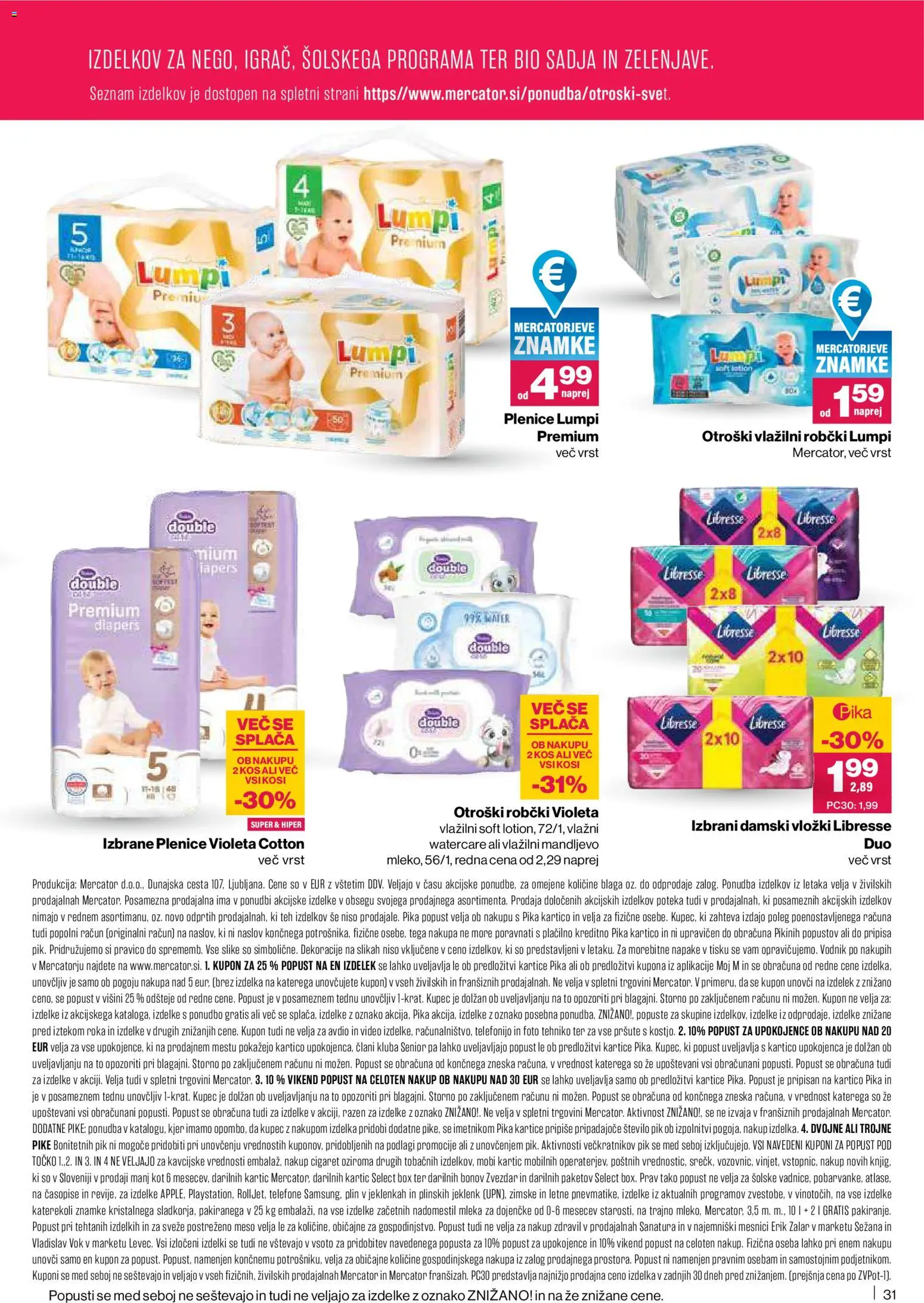Novi Mercator katalog ponudbe – veljaven od 15.01.2026 | Stran: 31 | Izdelki: Video, Robčki, Kos, Vlažilni robčki