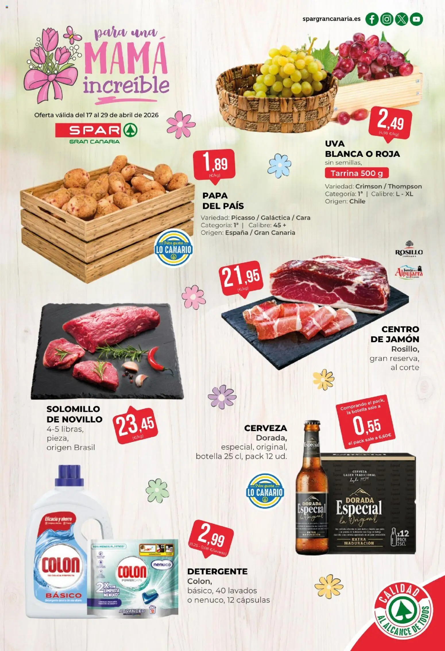 Spar folleto │ válido desde el 17.04.2026 | Página: 1 | Productos: Detergente, Jamón, Cerveza, Té