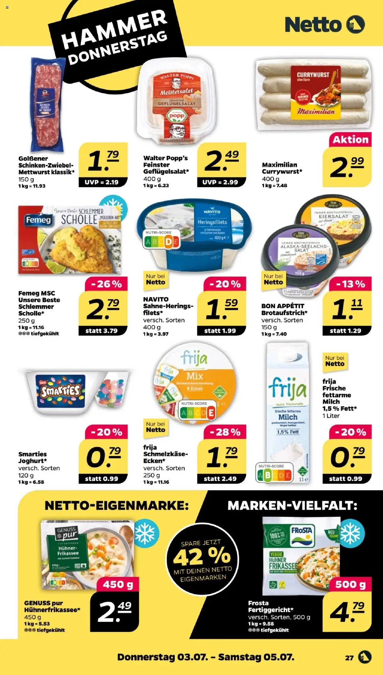 Netto Prospekt 	 - gültig ab dem 30.06.2025 | Seite: 27 | Produkte: Milch, Smarties, Gemüse, Salat