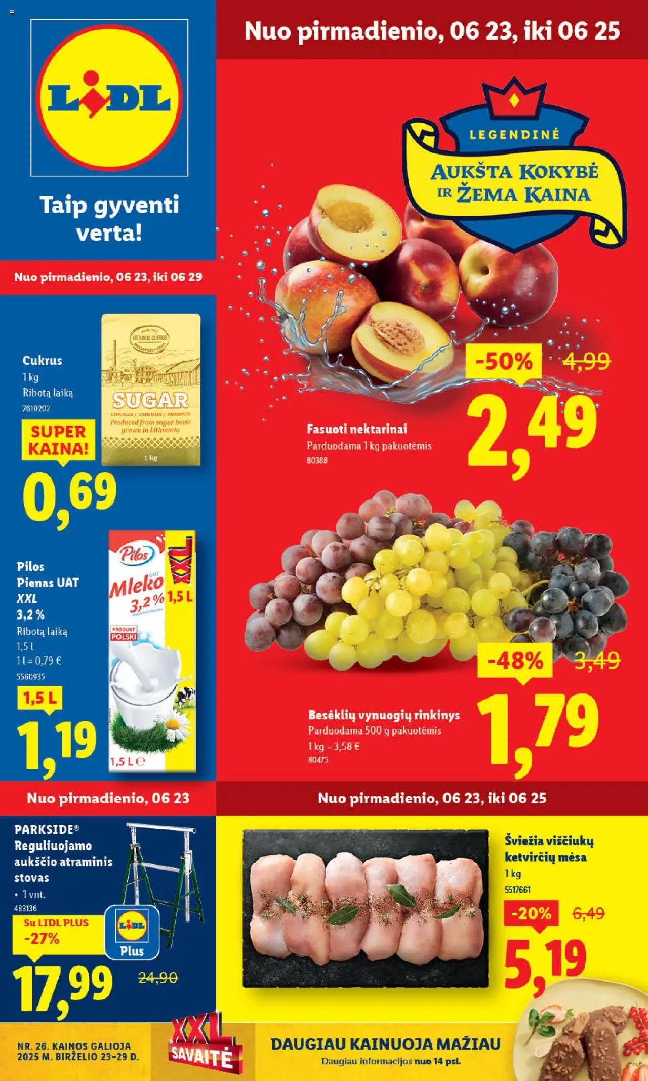 LIDL leidinys│galioja nuo 23.06.2025 | Puslapis: 1 | Prekių: Pienas, Cukrus, Stovas