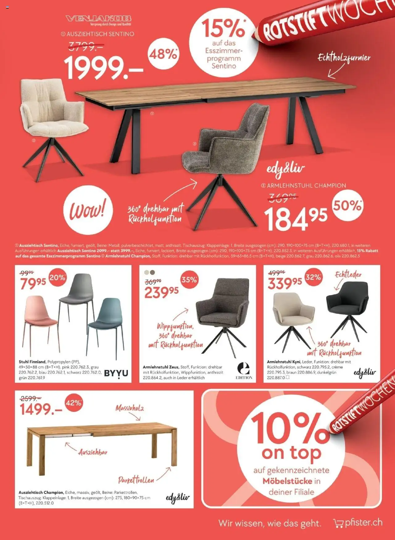 Pfister Prospekt Rotstift 1 DE ab 17.06.2025 | Seite: 9 | Produkte: Stuhl, Top, Creme