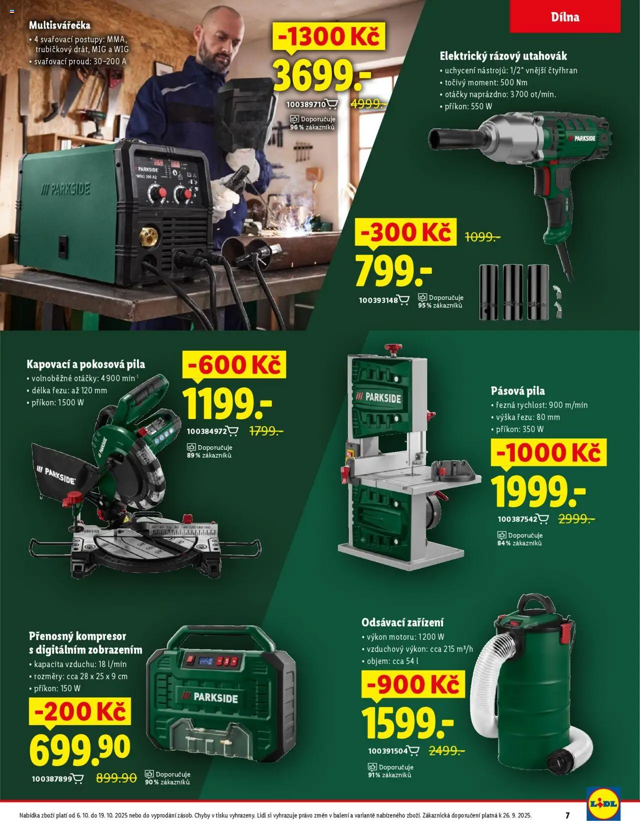 Lidl magazín od 06.10.2025 | Strana: 7 | Produkty: Pokosová pila, Kompresor, Přenosný kompresor, Pila