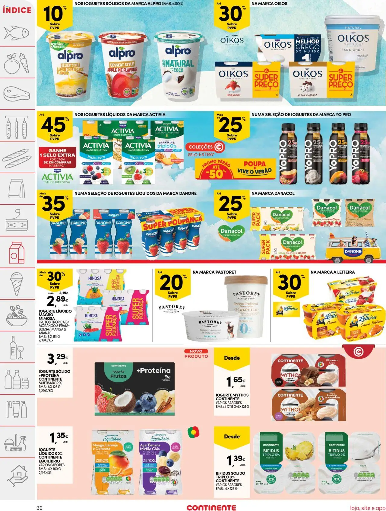 Continente folheto │ válido de 22.07.2025 | Página: 30 | Produtos: Probióticos, Iogurtes, Chocolate, Creme