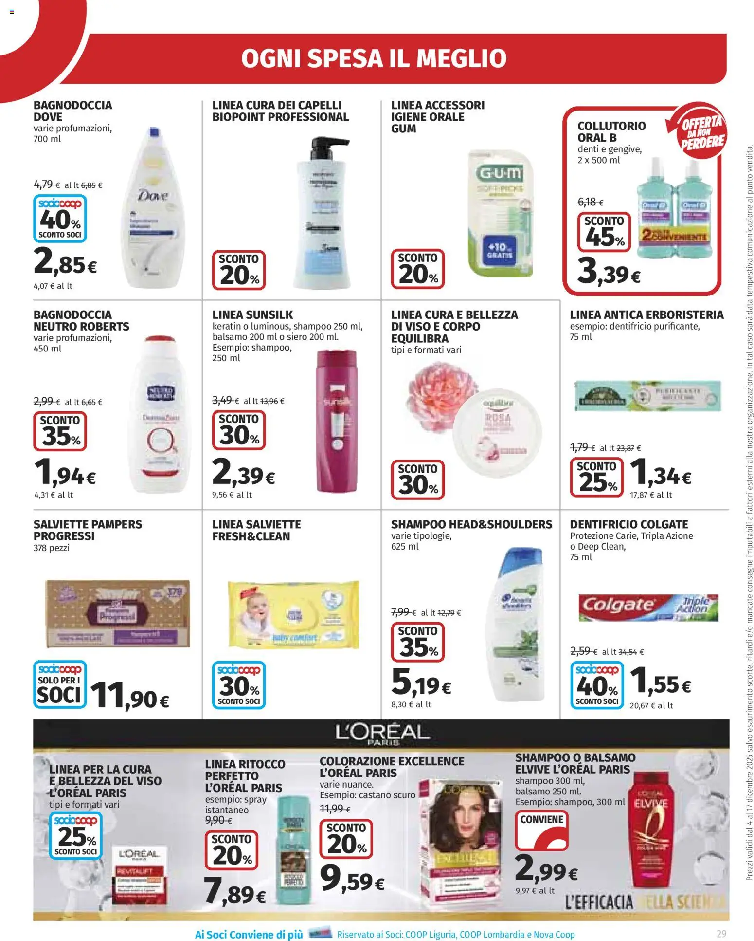 Volantino Ipercoop del 04.12.2025 | Pagina: 29 | Prodotti: Shampoo, Balsamo, Dentifricio, Pampers
