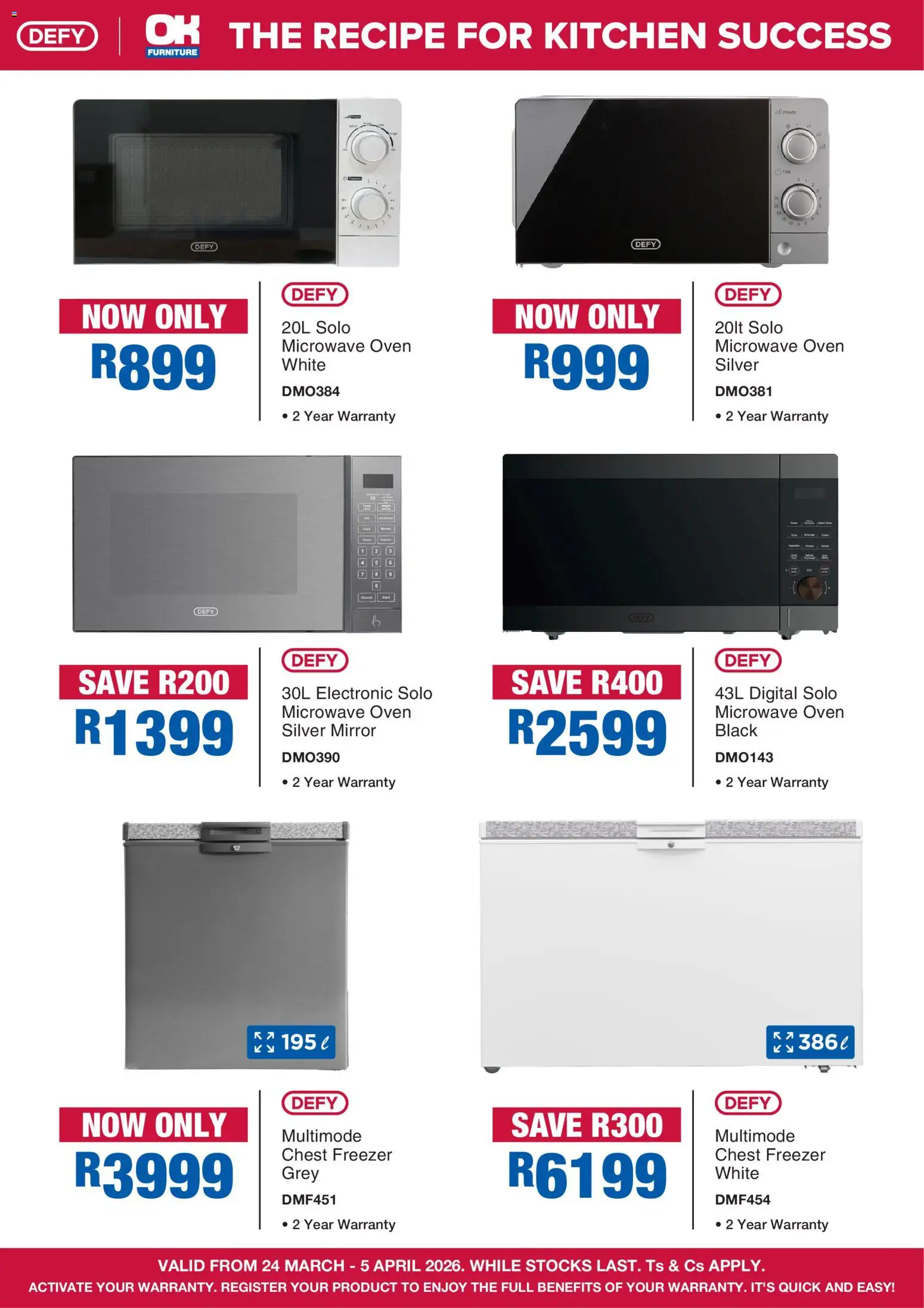 New OK Furniture catalogue – valid from 24.03.2026 | Page: 2 | Products: Freezer, Oven, Microwave oven, Chest freezer