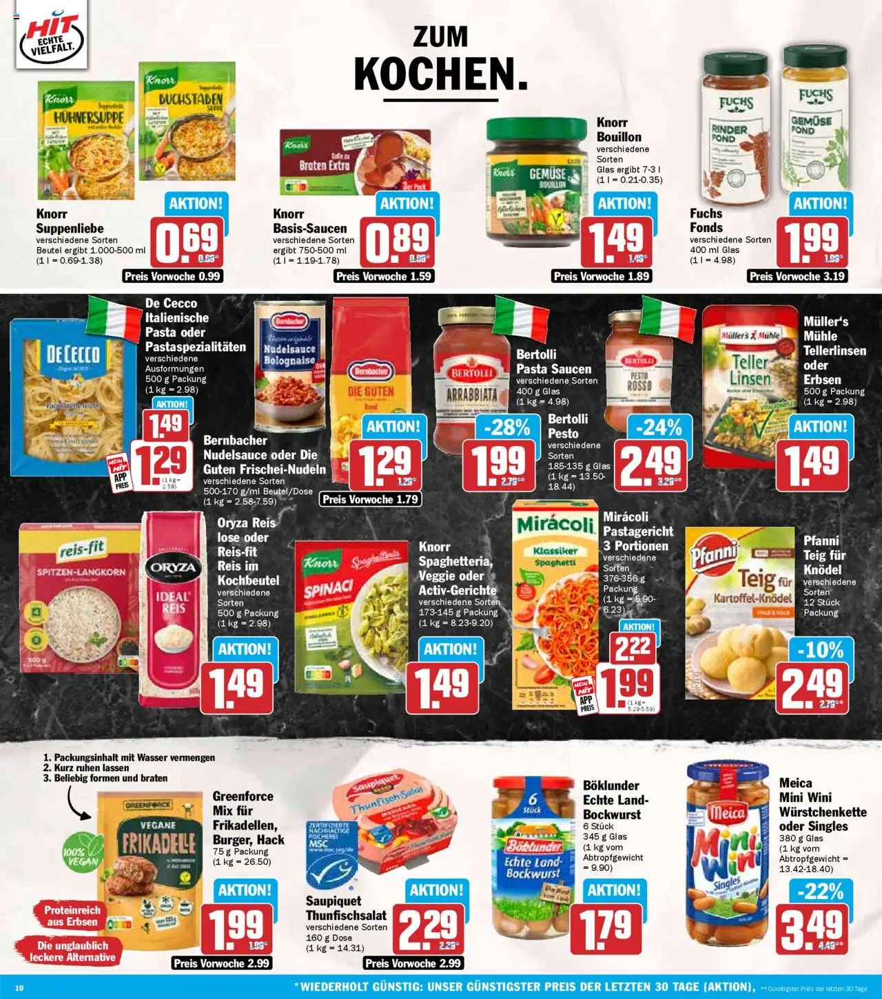 HIT - Bayern – gültig ab 22.09.2025 | Seite: 10 | Produkte: Wasser, Pasta, Salat, Erbsen