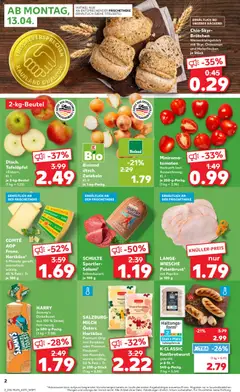 Bioland dtsch. Zwiebeln, KI. II je 1-kg-Packg. ab 13.04.2026 gültig | Seite: 2 | Produkte: Jura, Milch, Toast, Zwiebeln