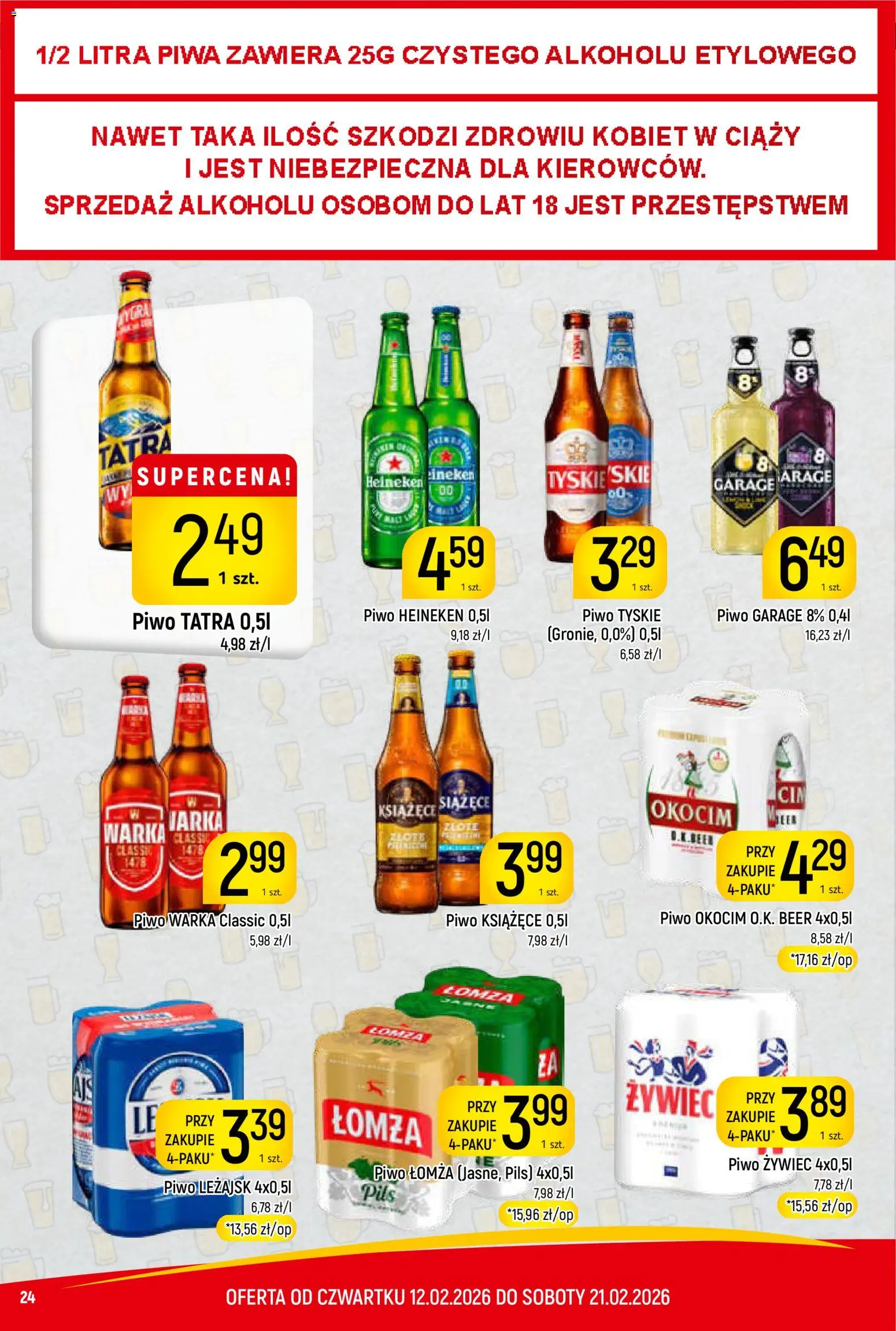 Piotruś Pan Gazetka od 12.02.2026 | Strona: 24 | Produkty: Warka, Piwo Warka, Piwo, Heineken