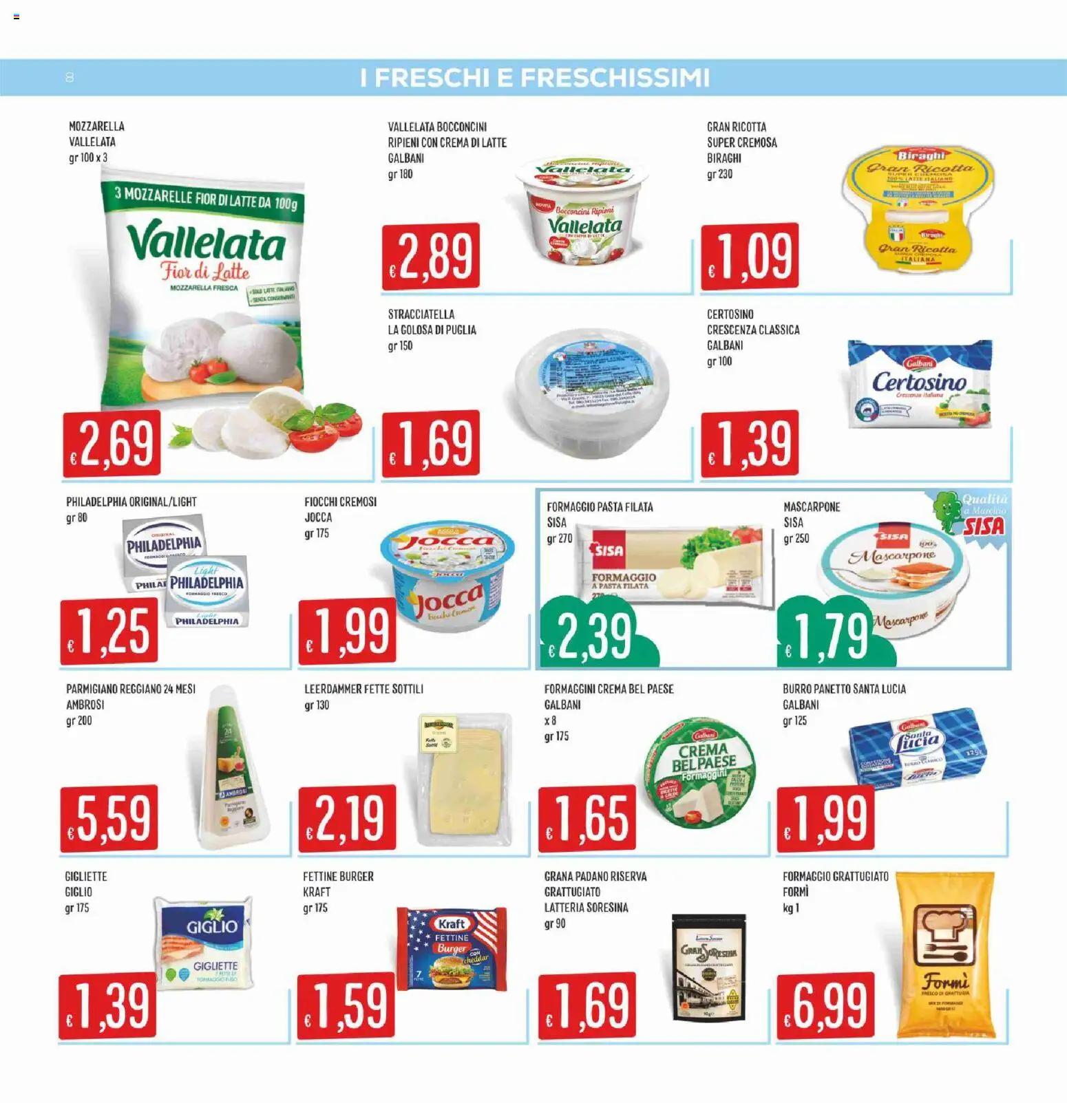 Volantino SISA del 22.01.2026 | Pagina: 8 | Prodotti: Crema, Latte, Ricotta, Stracciatella