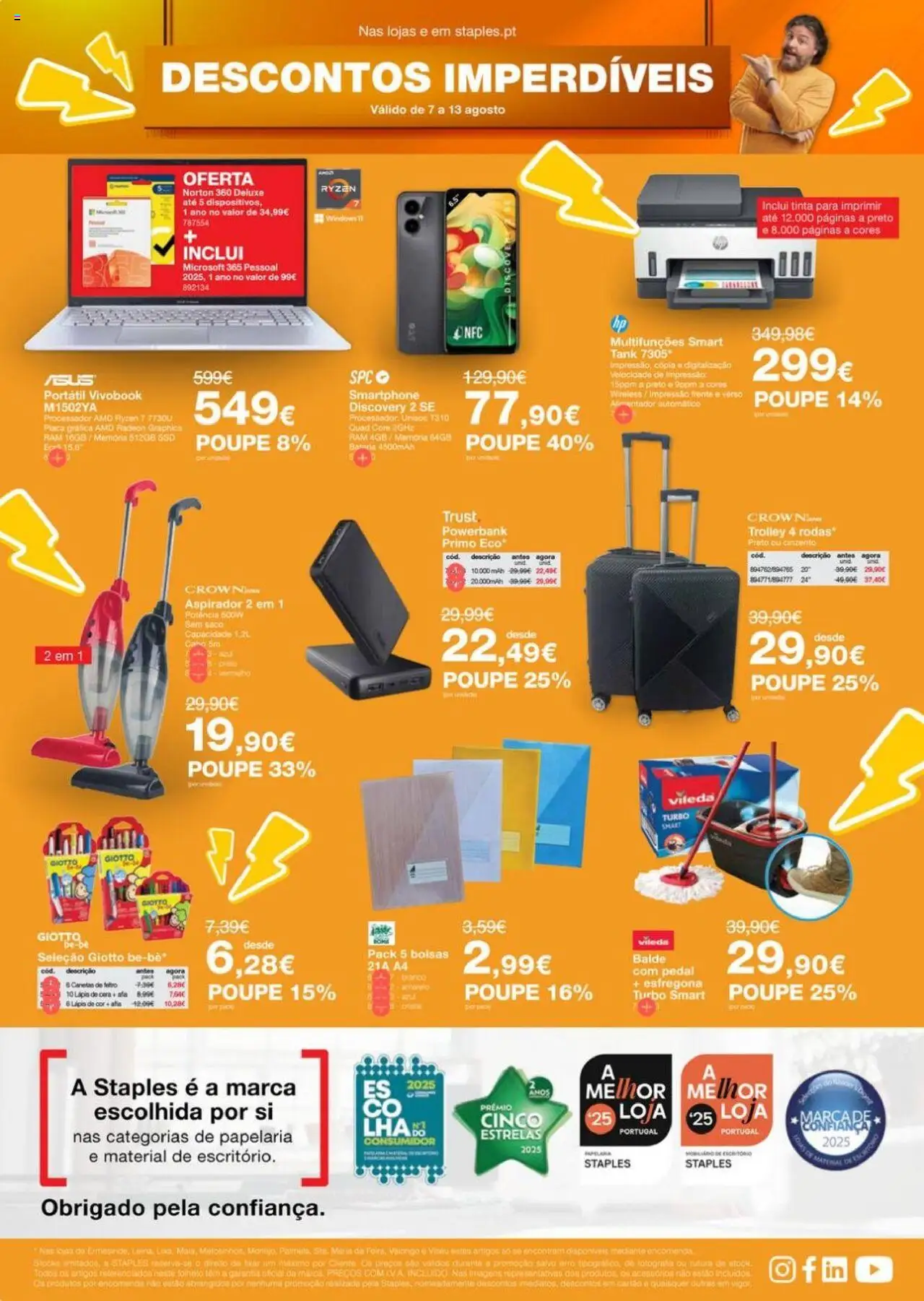 Staples folheto │ válido de 07.08.2025 | Página: 4 | Produtos: Smartphone, Aspirador, Tinta, Cera