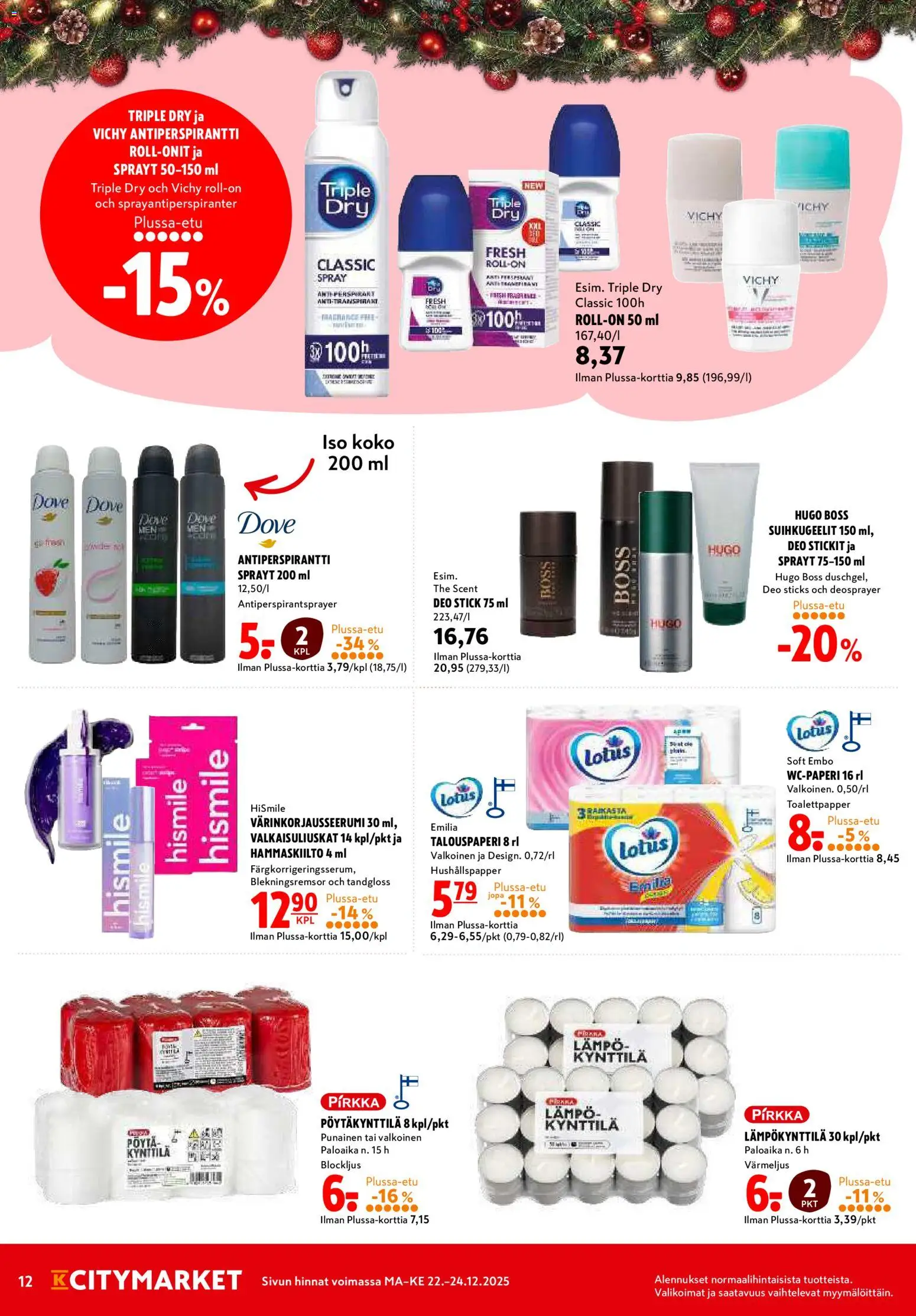 K-Citymarket tarjoukset - Joulu – voimassa 22.12.2025 alkaen | Sivu: 12 | Tuotteet: Antiperspirantti, Pöytä