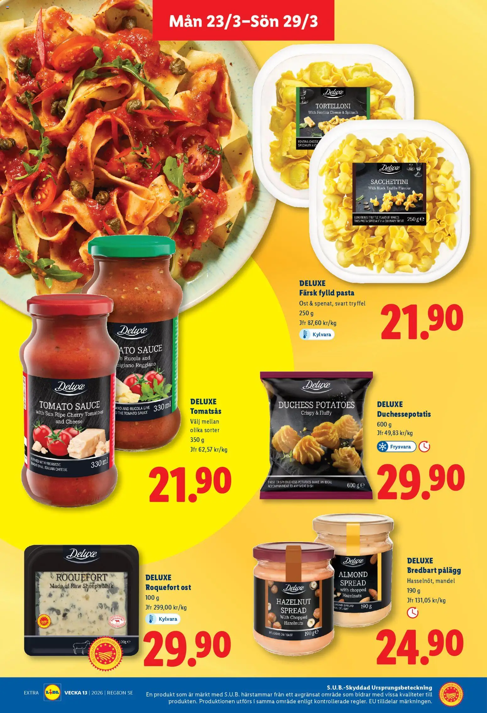 Lidl reklamblad aktuell från 23.03.2026 | Sida: 10 | Produkter: Ost, Pasta, Tomatsås