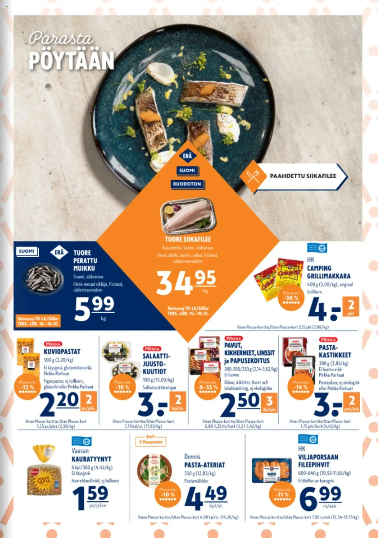 K-Supermarket tarjoukset – voimassa 16.10.2025 alkaen | Sivu: 3 | Tuotteet: Linssit, Juusto, Pasta, Salaatti