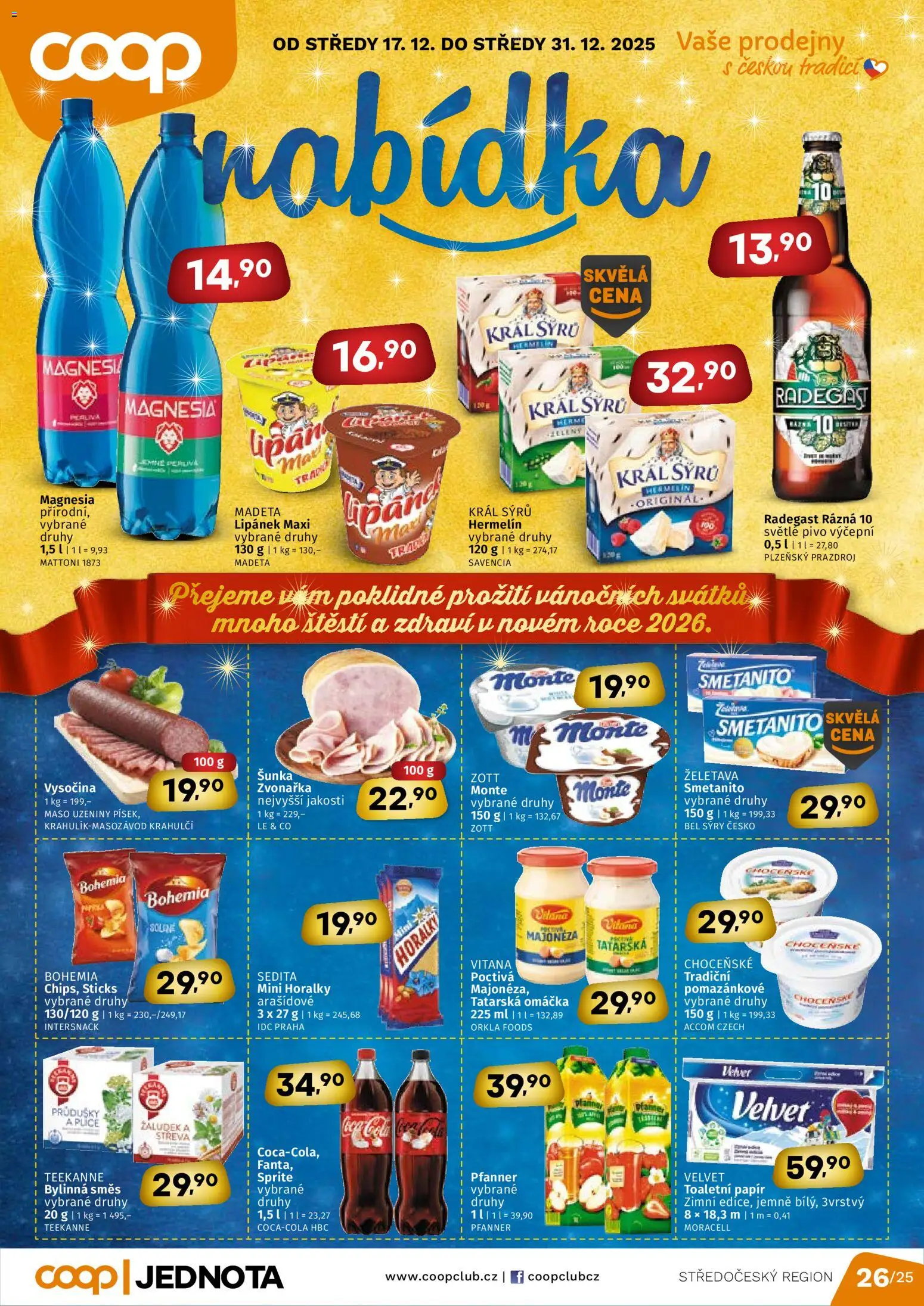 Coop leták - Středočeský region od 17.12.2025 | Strana: 1 | Produkty: Lipánek, Prazdroj, Horalky, Magnesia