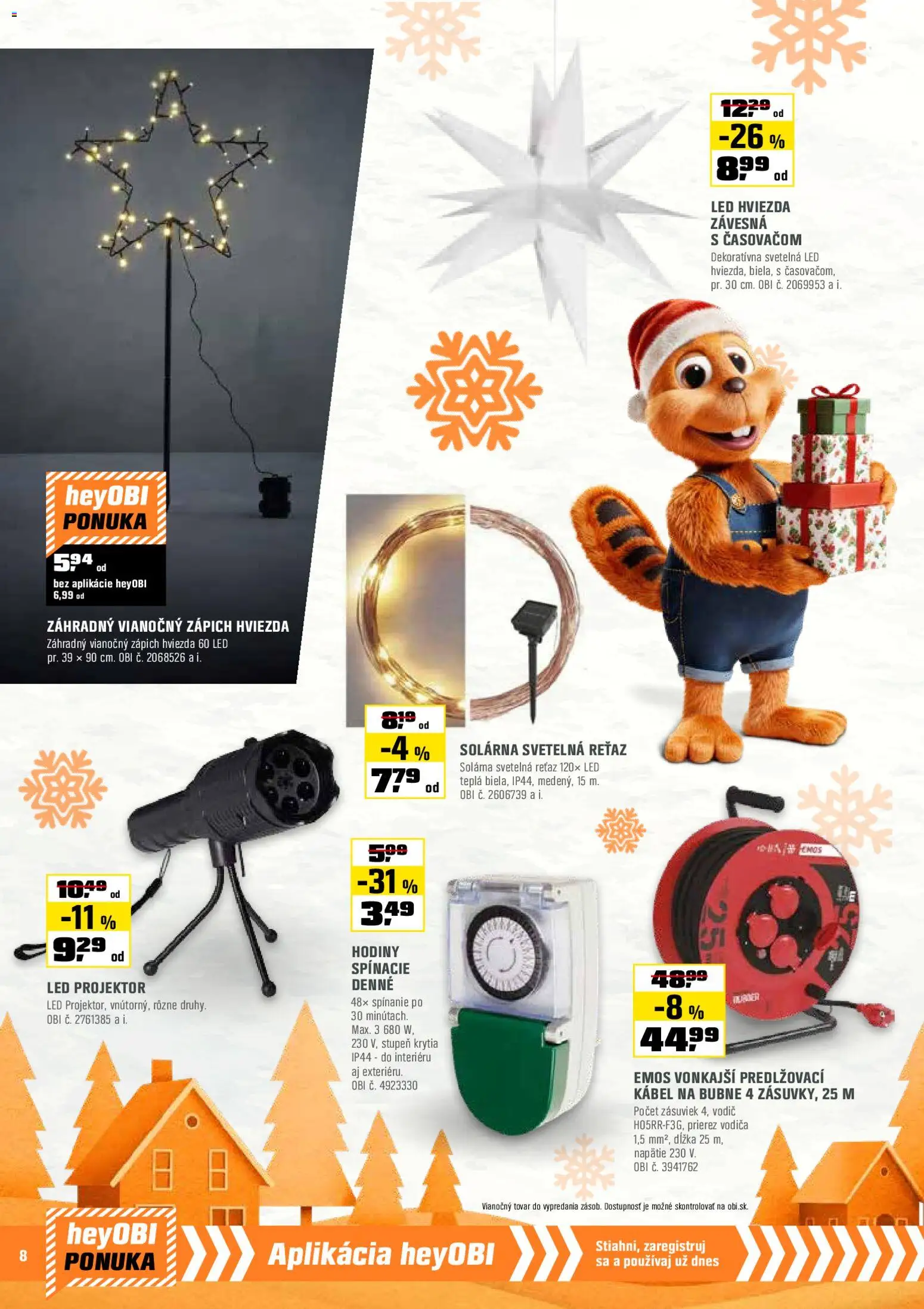 Nové OBI akcie – leták je platný od 01.12.2025 | Strana: 8 | Produkty: Hodiny, Led, Kábel