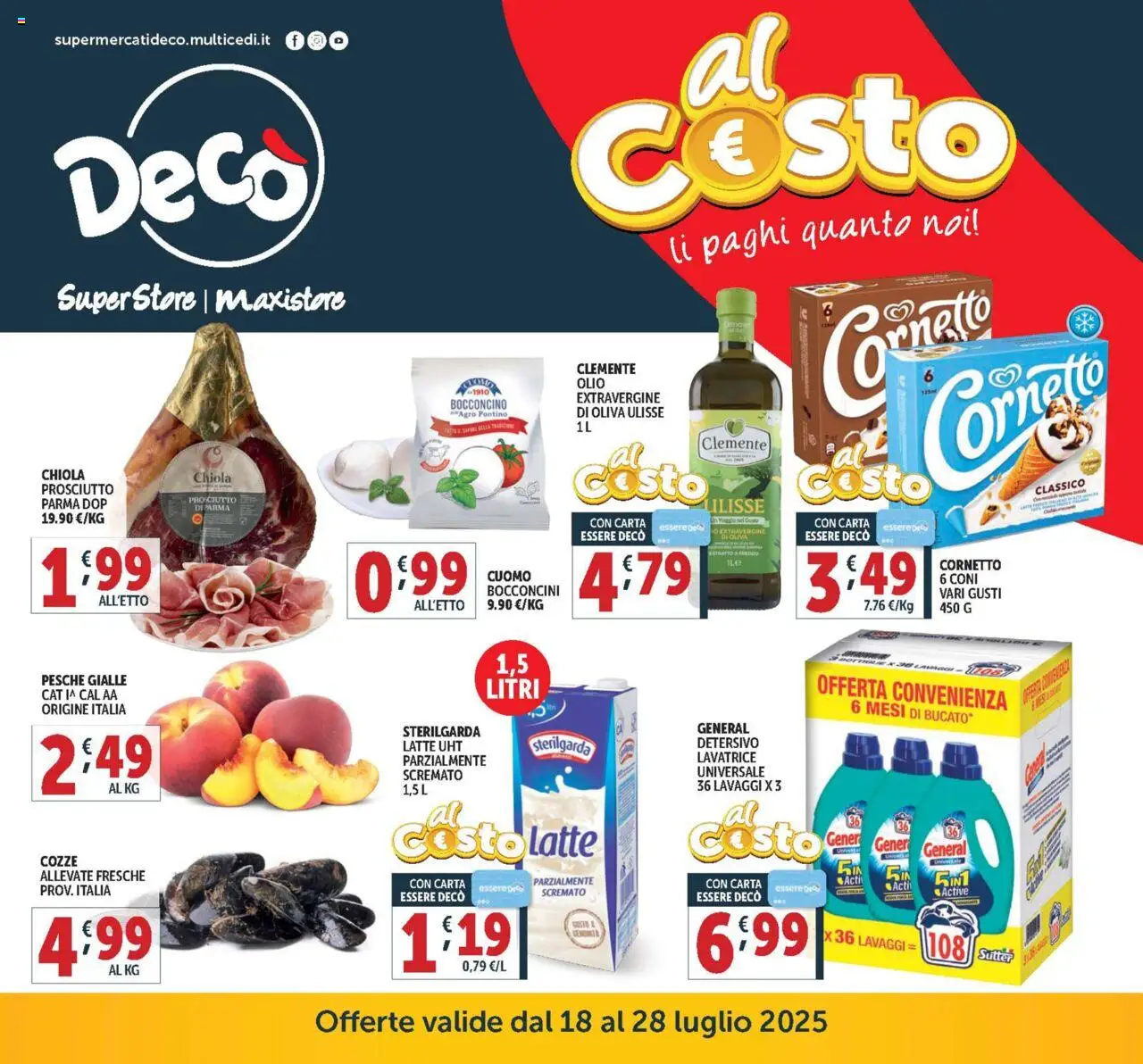 Volantino Decò del 18.07.2025 | Pagina: 1 | Prodotti: Cozze, Latte, Olio, Lavatrice