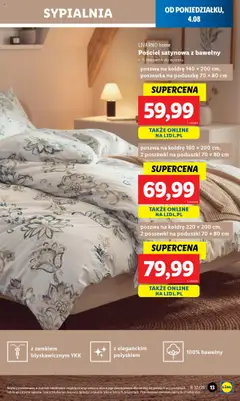 Lidl Katalog od 04.08.2025 | Strona: 13 | Produkty: Pościel, Pościel satynowa