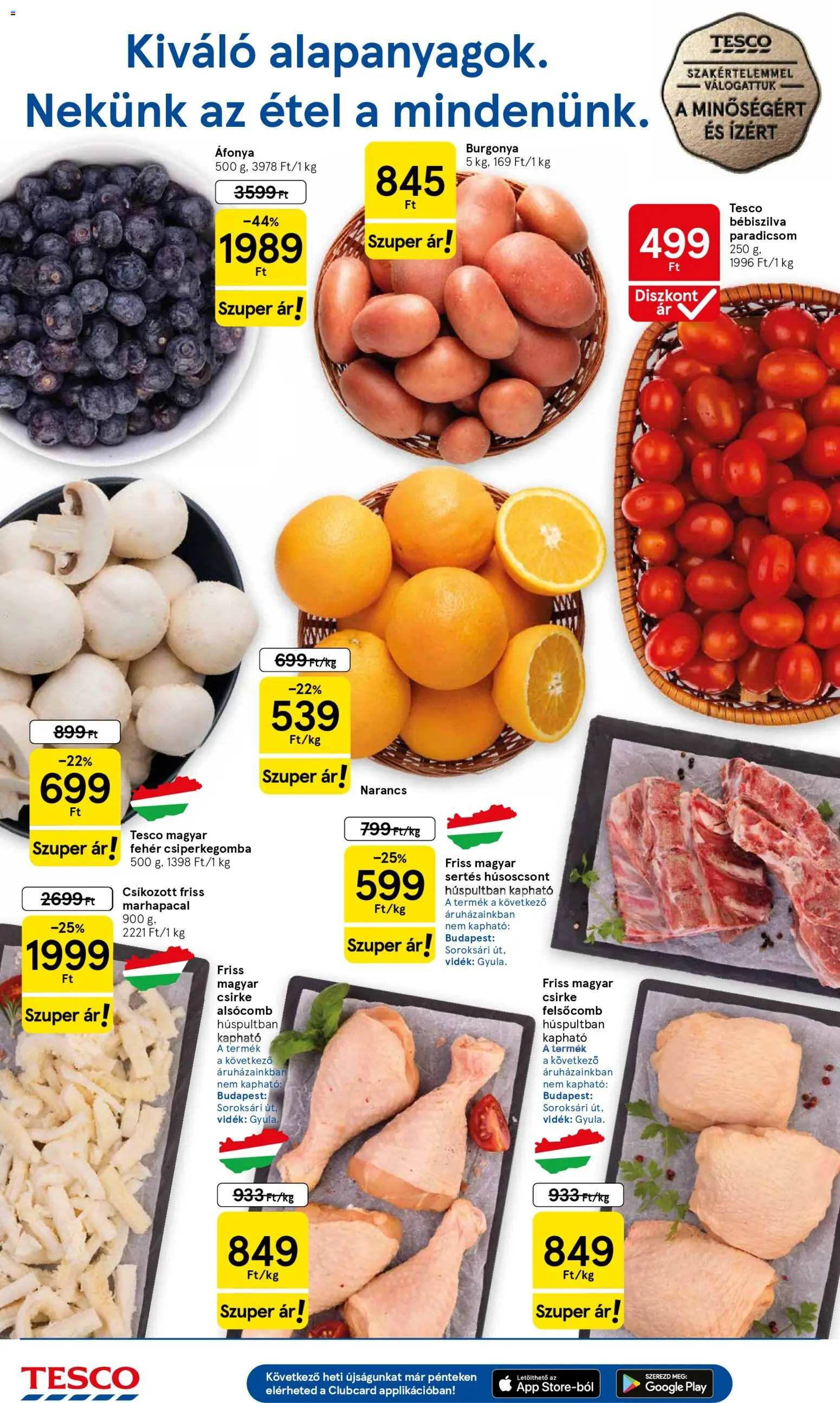 Tesco akciós ujság - amely érvényes a következő dátumtól: 22.01.2026 | Oldal: 2 | Termékek: Csiperkegomba, Burgonya, Narancs, Paradicsom