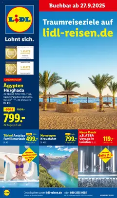 Lidl Reisen Prospekt 	 ab 26.09.2025 gültig