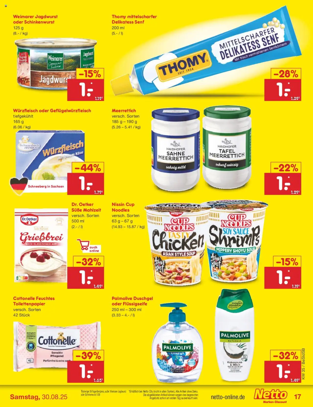 Netto Marken-Discount Prospekt 	 - gültig ab dem 25.08.2025 | Seite: 23 | Produkte: Milch, Käse, Duschgel, Sahne