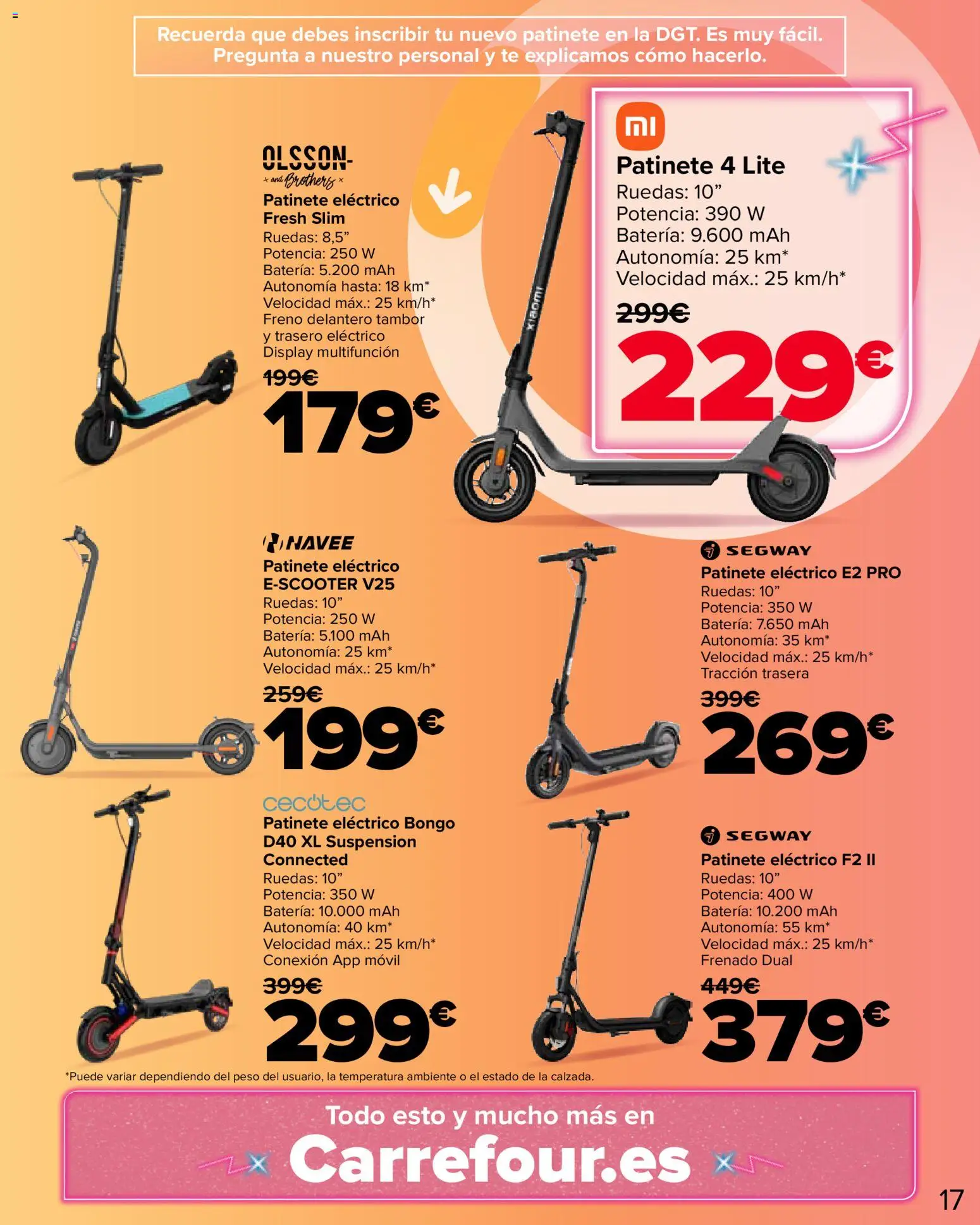Carrefour Ocio │ válido desde el 11.03.2026 | Página: 17 | Productos: Patinete, Té, Peso, Batería
