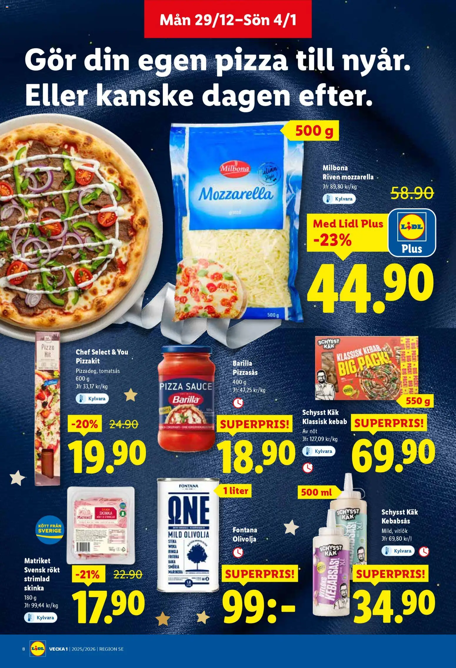 Lidl reklamblad aktuell från 29.12.2025 | Sida: 8 | Produkter: Kebabsås, Pizza, Vitlök, Tomatsås