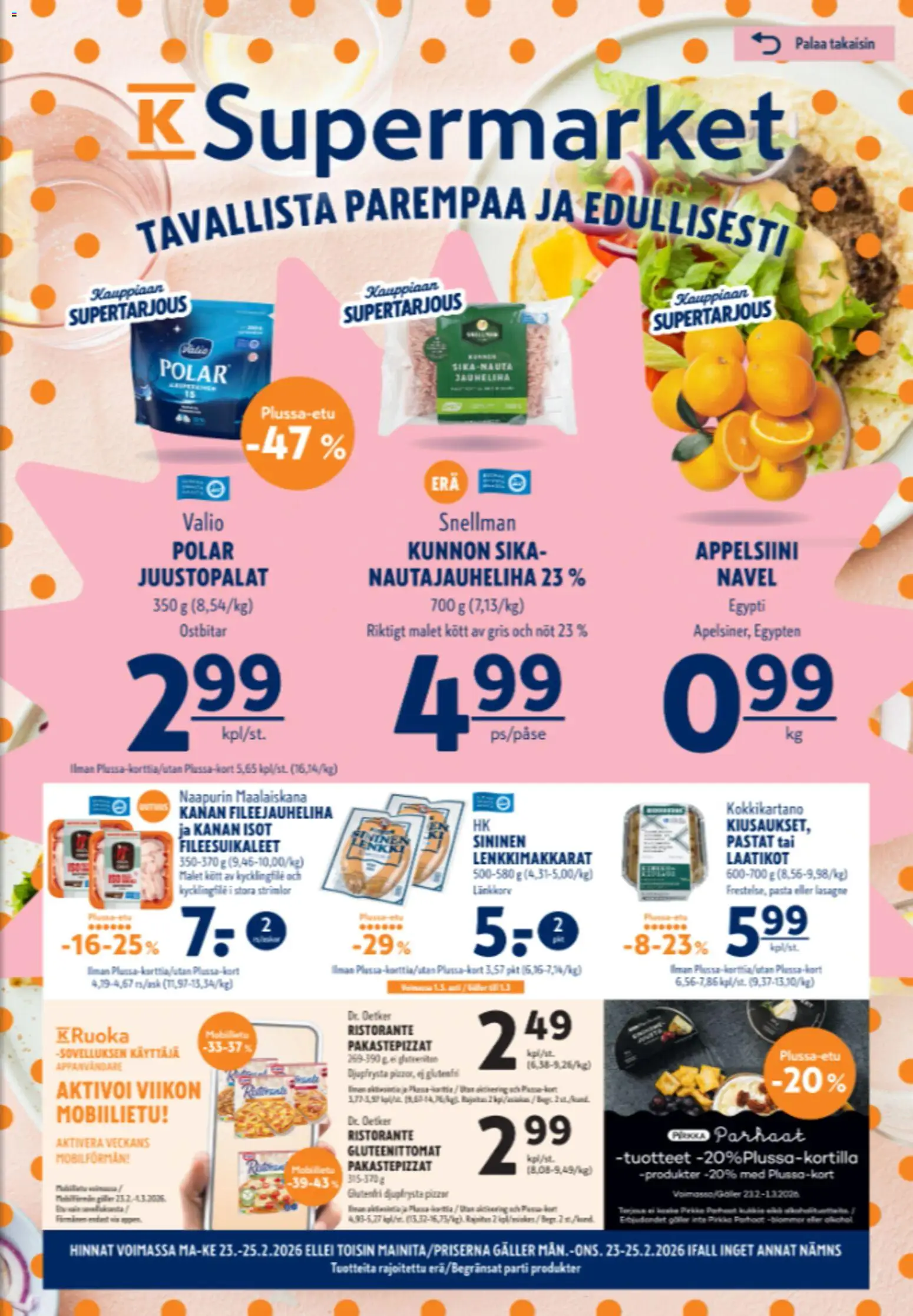 K-Supermarket tarjoukset – voimassa 23.02.2026 alkaen | Sivu: 1 | Tuotteet: Pasta