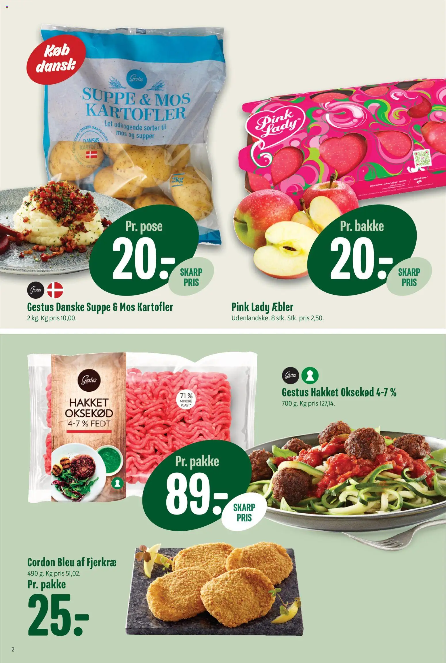 Min Købmand tilbudsavis – gyldig fra 13.02.2026 | Side: 2 | Produkter: Æbler, Oksekød, Kartofler, Suppe