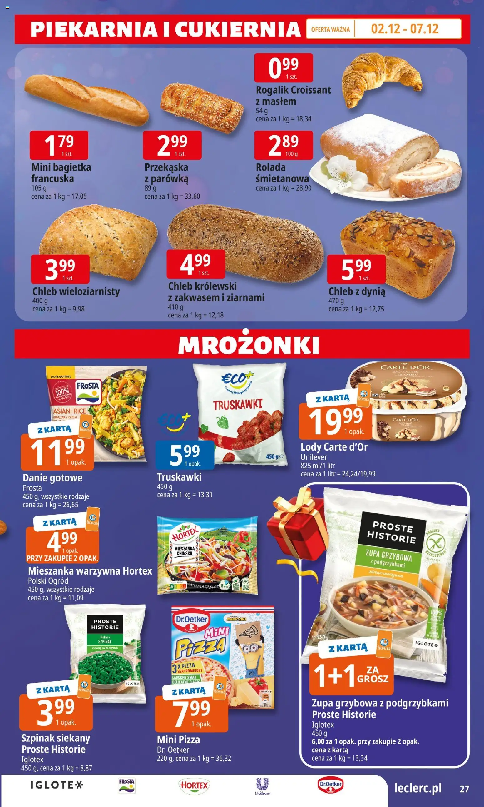 E.Leclerc Gazetka - Prezenty od 02.12.2025 | Strona: 27 | Produkty: Kurczak, Mieszanka warzywna, Zupa, Lody