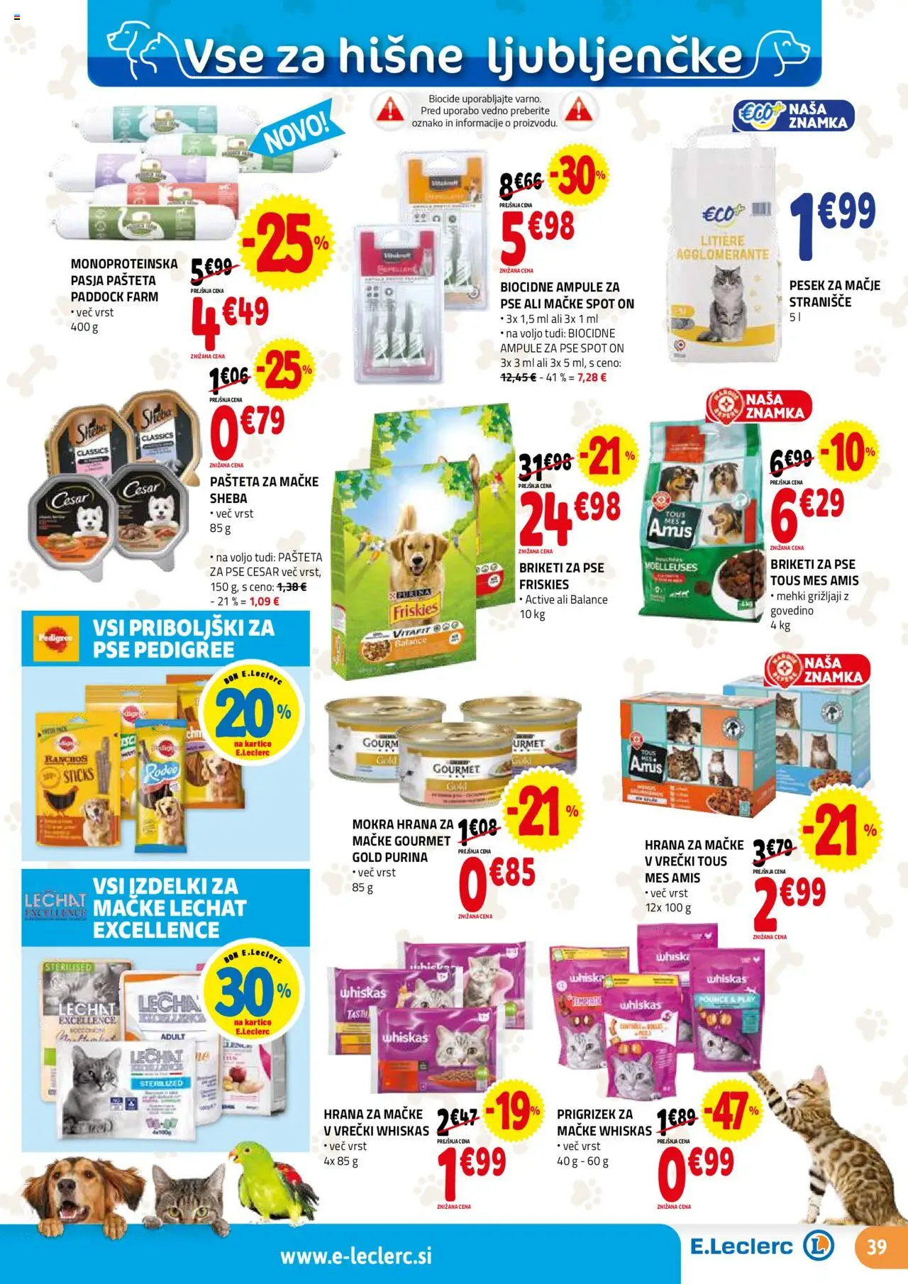 Novi E.leclerc katalog ponudbe – veljaven od 10.09.2025 | Stran: 39 | Izdelki: Hrana za mačke, Pašteta, Stranisce, Priboljški