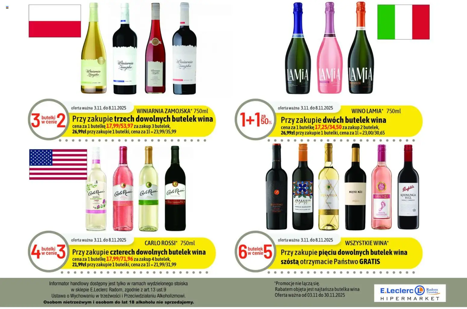 E.Leclerc Gazetka - Radom od 03.11.2025 | Strona: 20 | Produkty: Winiarnia, Wino, Prosecco, Carlo Rossi