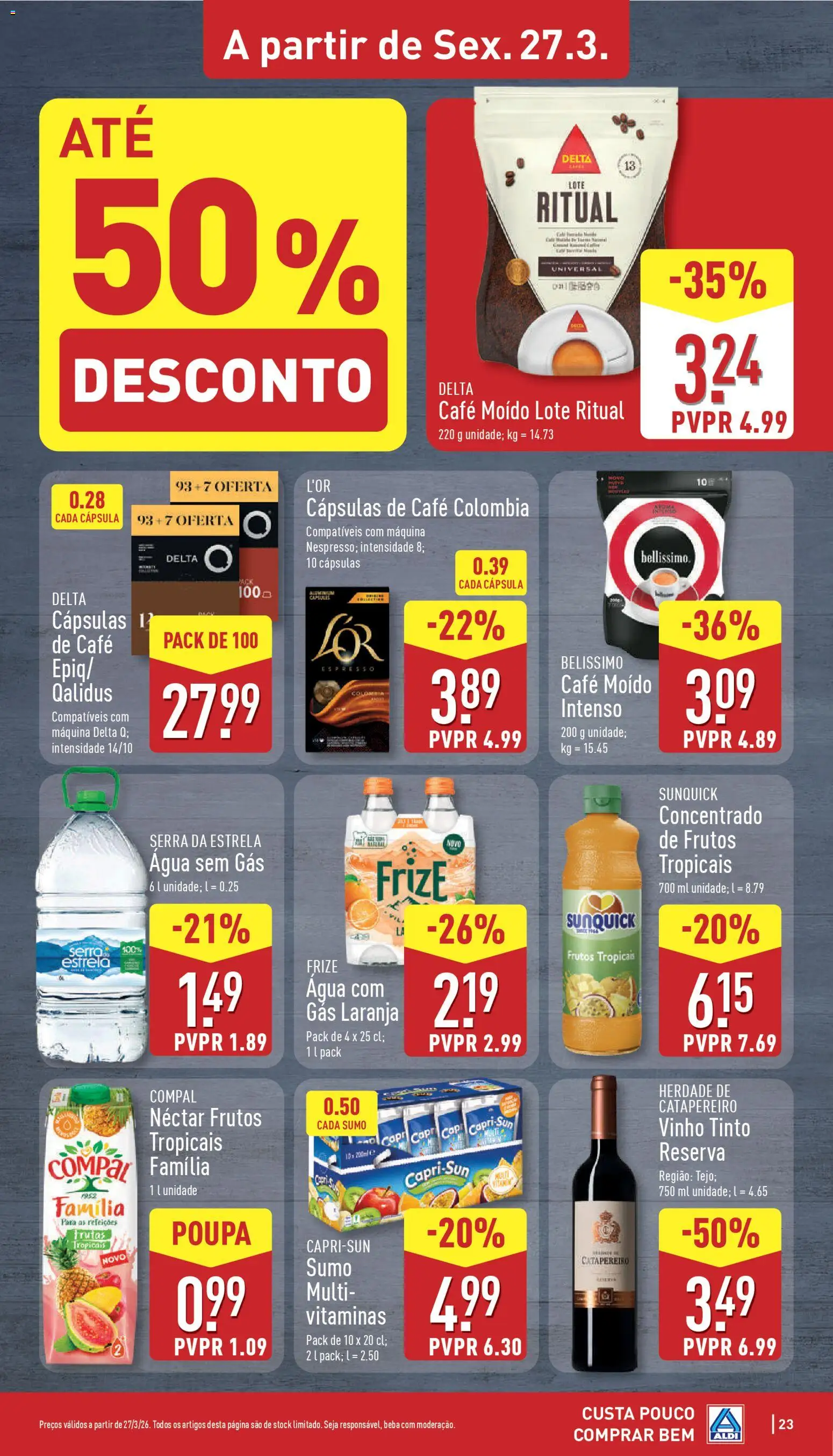 Aldi folheto │ válido de 23.03.2026 | Página: 23 | Produtos: Agua, Café, Sumo, Vinho