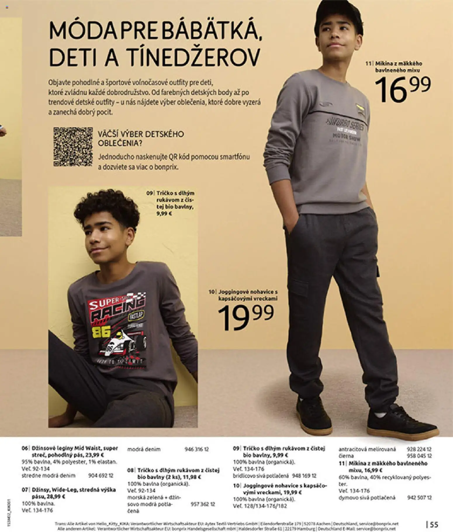 Nové Bonprix akcie – leták je platný od 20.02.2026 | Strana: 57 | Produkty: Tričko, Mikina, Nohavice, Legíny