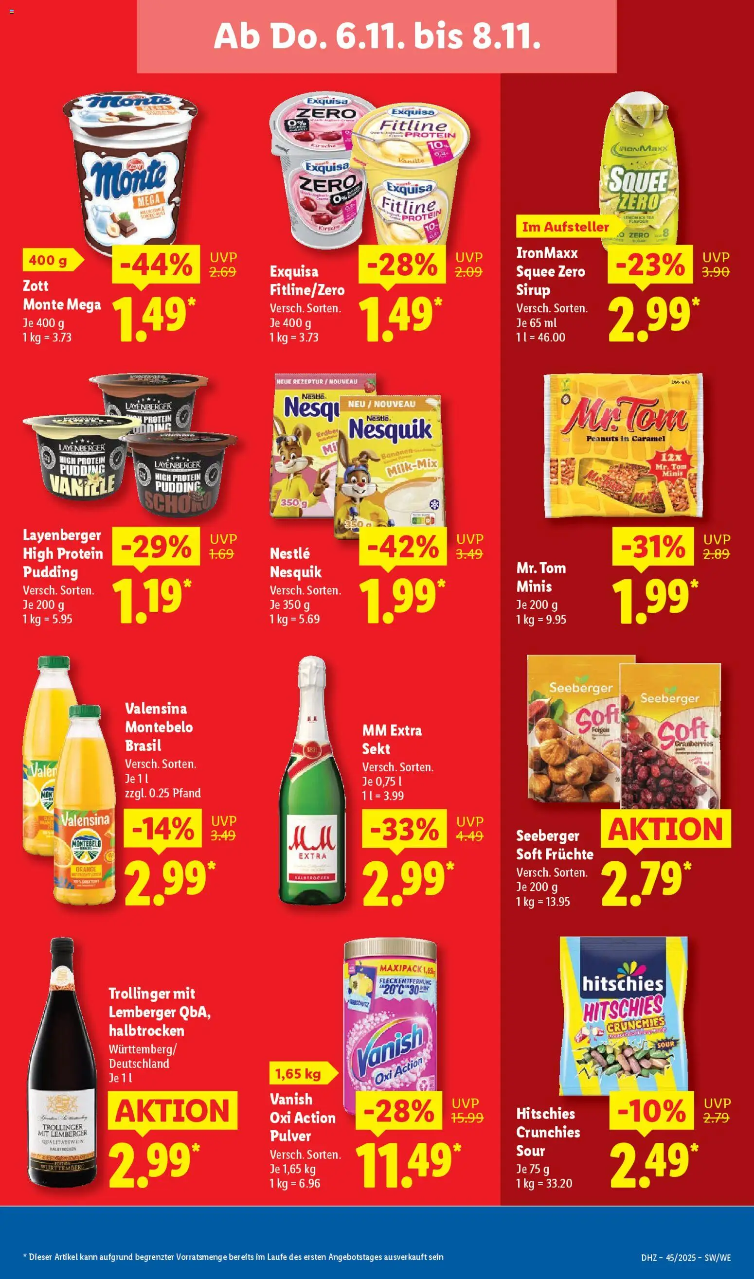 Lidl Prospekt Aarbergen – gültig ab 03.11.2025 | Seite: 61 | Produkte: Bananen, Sirup, Pudding, Exquisa