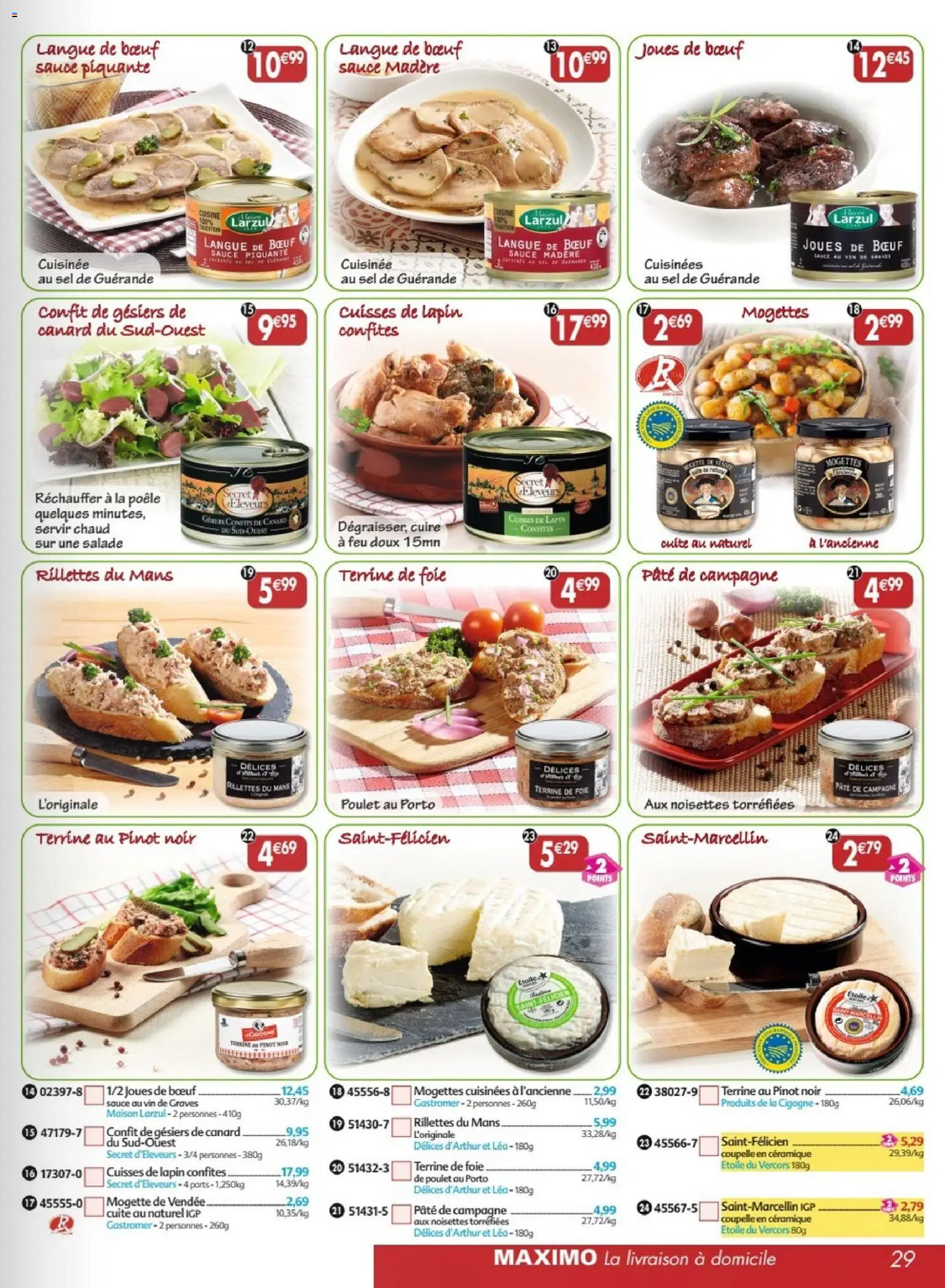 {H1} | Page: 29 | Produits: Poêle, Sel, Langue de bœuf, Vin