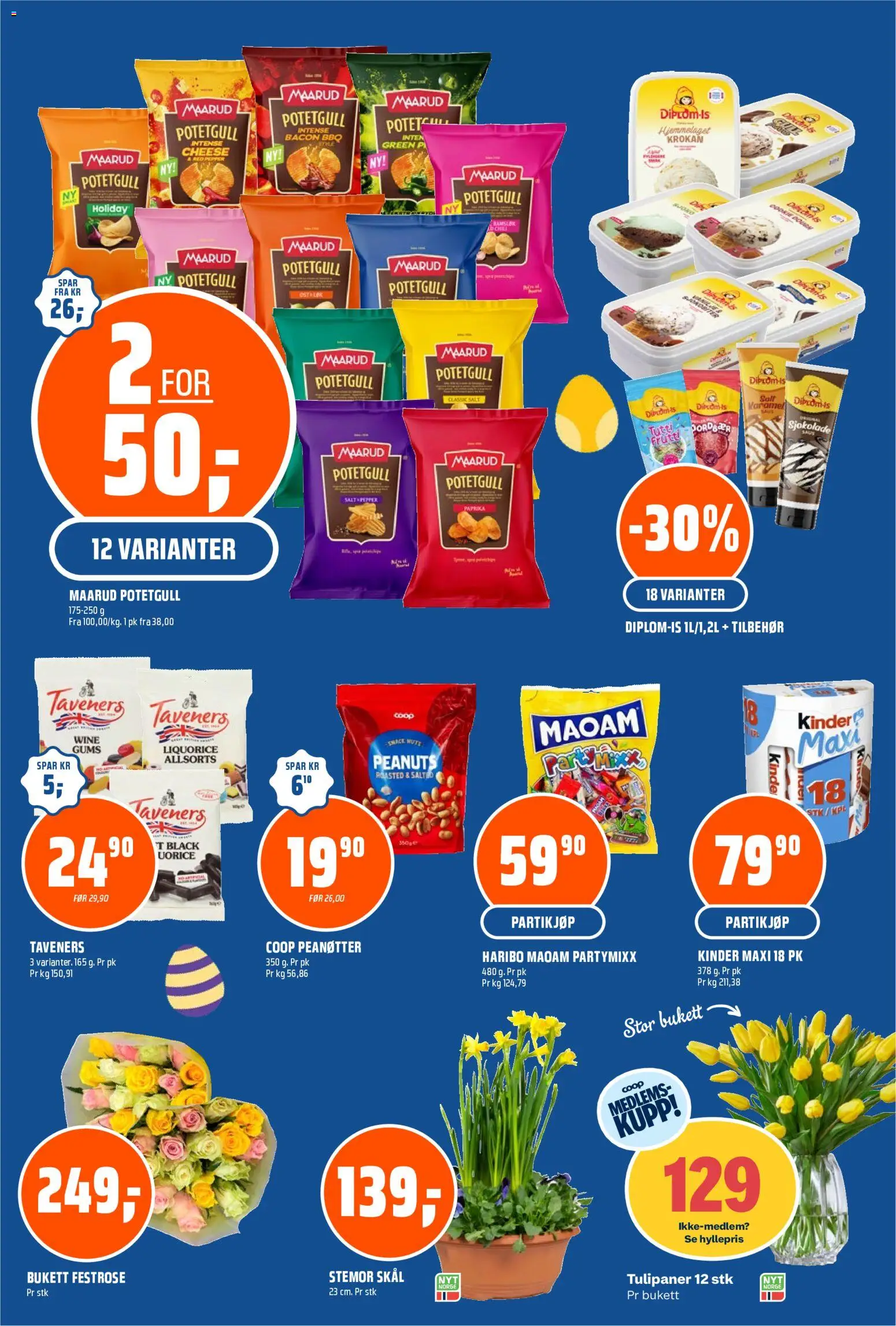 {H1} | Side: 19 | Produkter: Sjokolade, Jordbær, Potetgull, Peanøtter