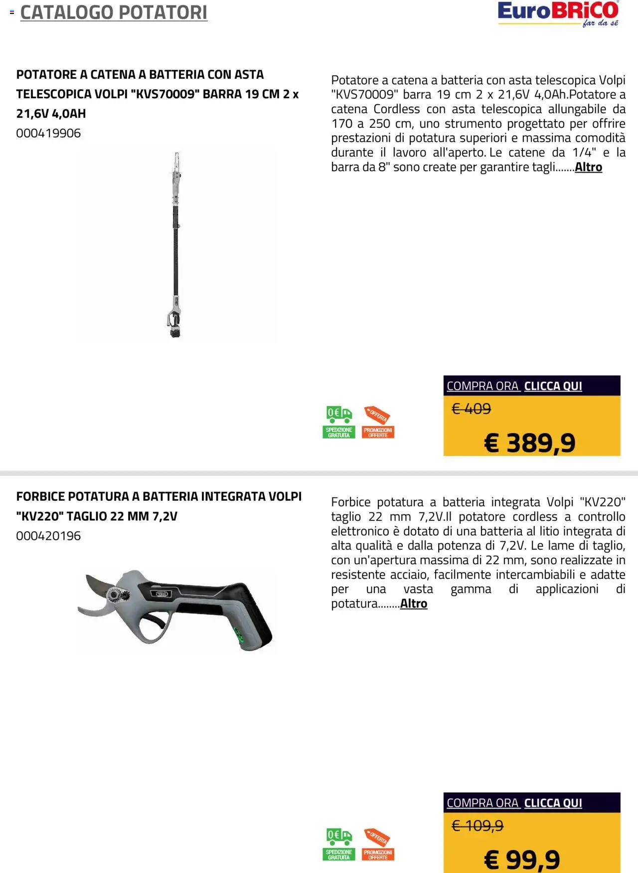 Volantino Eurobrico del 23.07.2025 | Pagina: 20 | Prodotti: Forbice, Batteria