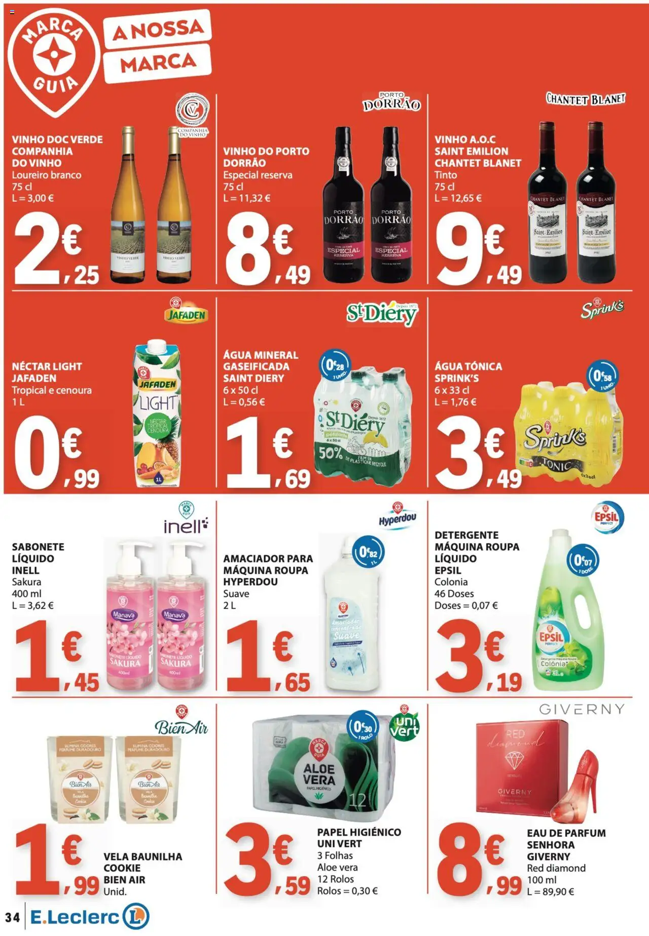 E.Leclerc folheto │ válido de 02.10.2025 | Página: 34 | Produtos: Perfume, Sabonete líquido, Vinho, Cenoura