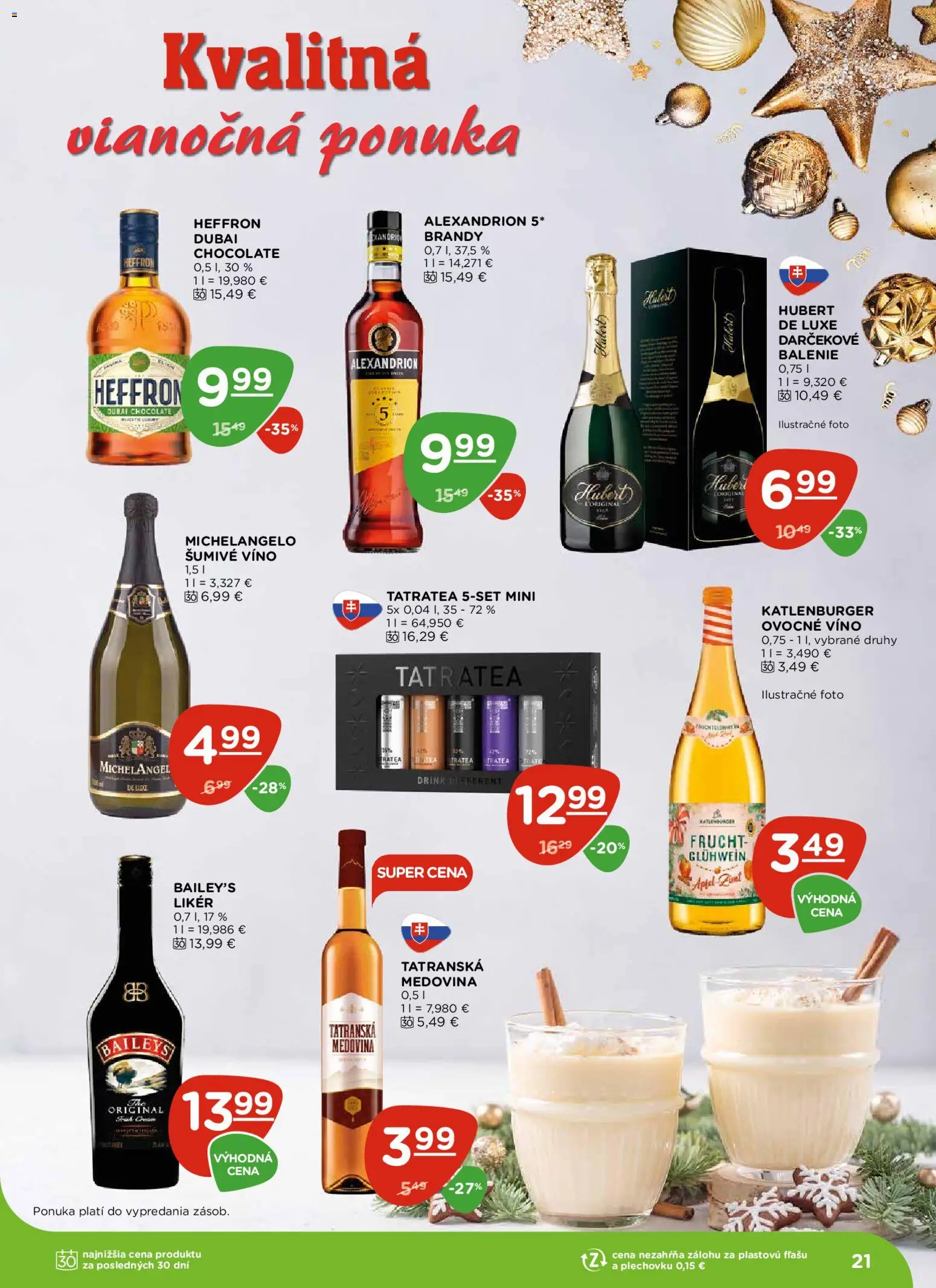 Nové Terno akcie – leták je platný od 04.12.2025 | Strana: 21 | Produkty: Víno, Brandy, Šumivé víno, Hubert de Luxe