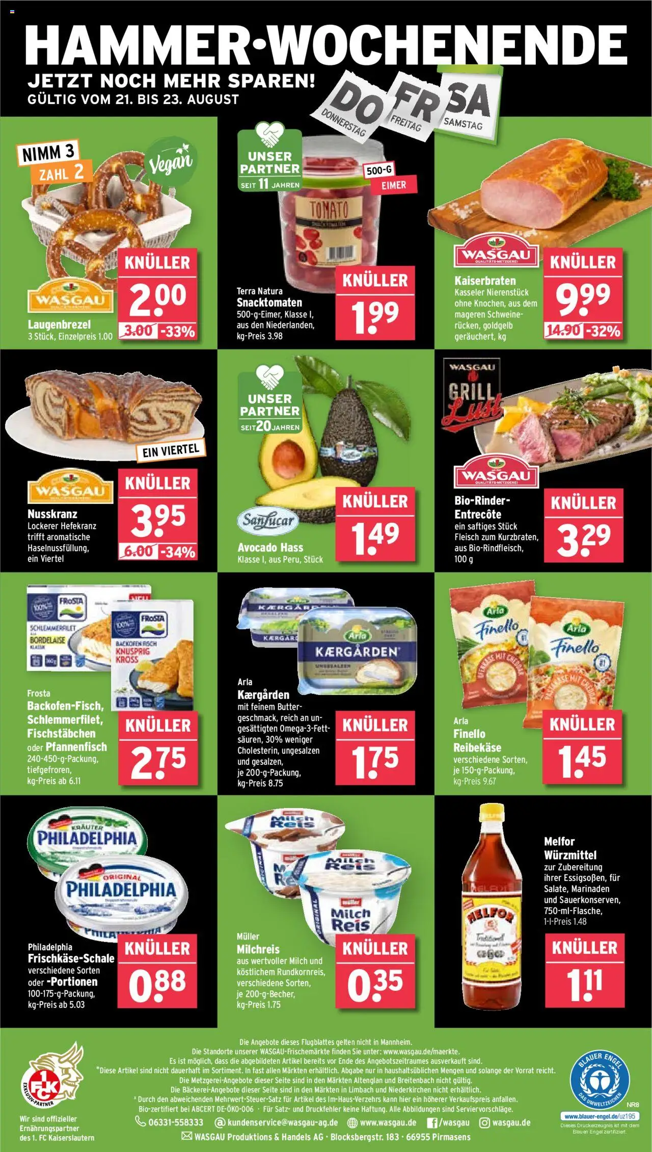 Wasgau Prospekt 	 - gültig ab dem 18.08.2025 | Seite: 28 | Produkte: Milch, Entrecote, Fisch, Reibekase