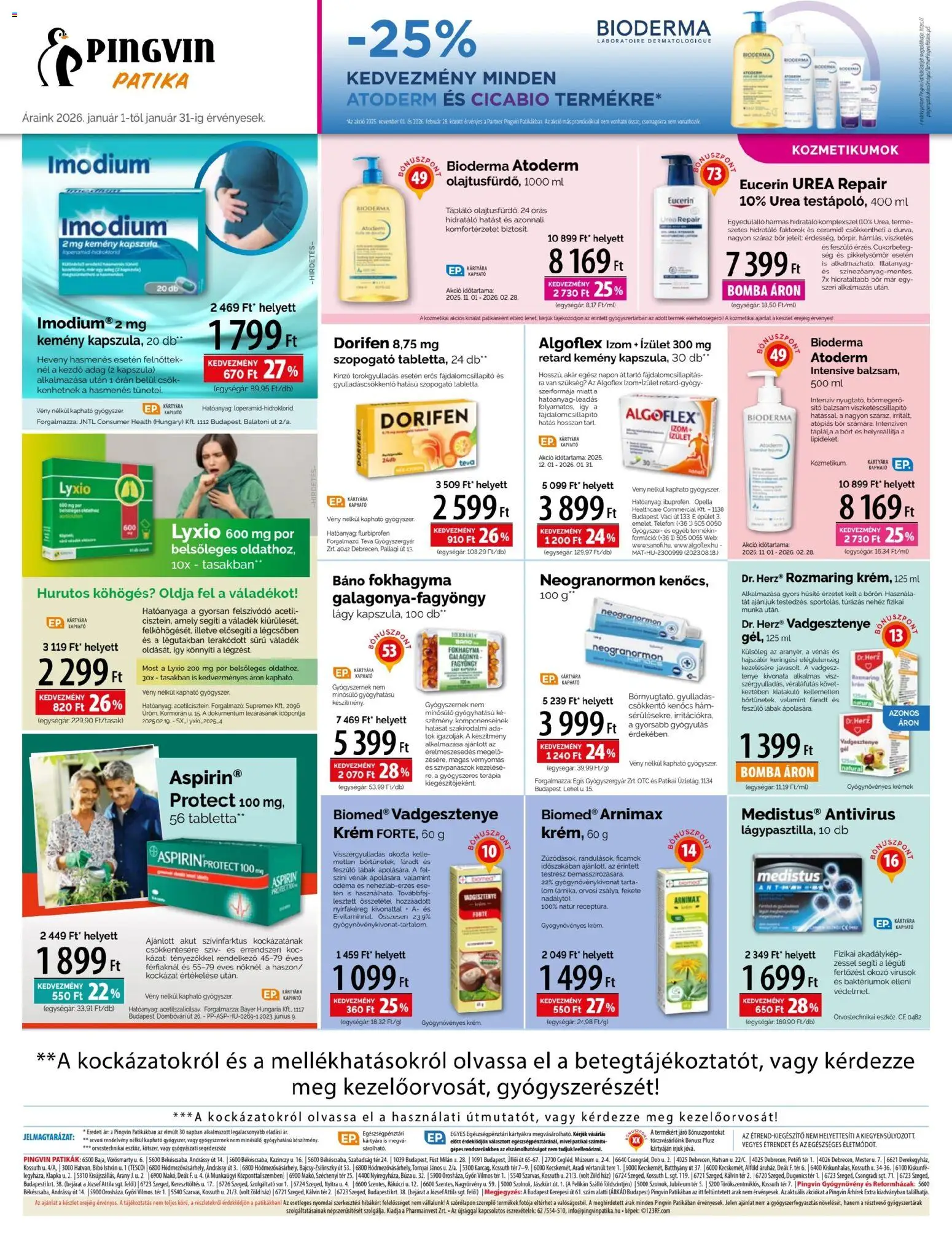 Pingvin Patika akciós ujság - amely érvényes a következő dátumtól: 01.01.2026 | Oldal: 8 | Termékek: Fokhagyma, Tök, Sör, Gyógyszerek