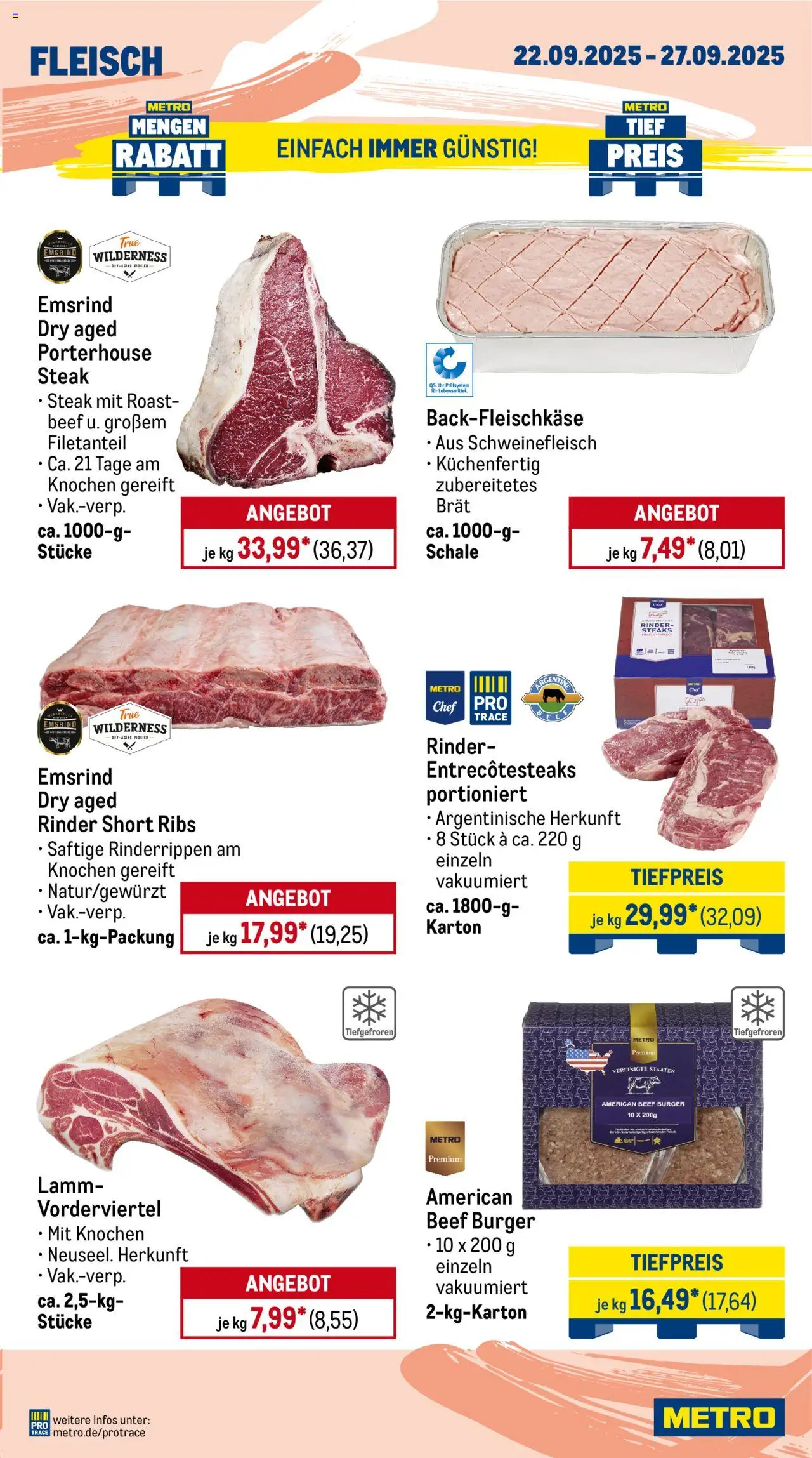 Metro Prospekt 	 – gültig ab 22.09.2025 | Seite: 3 | Produkte: Burger, Schweinefleisch, Steak, Fleisch